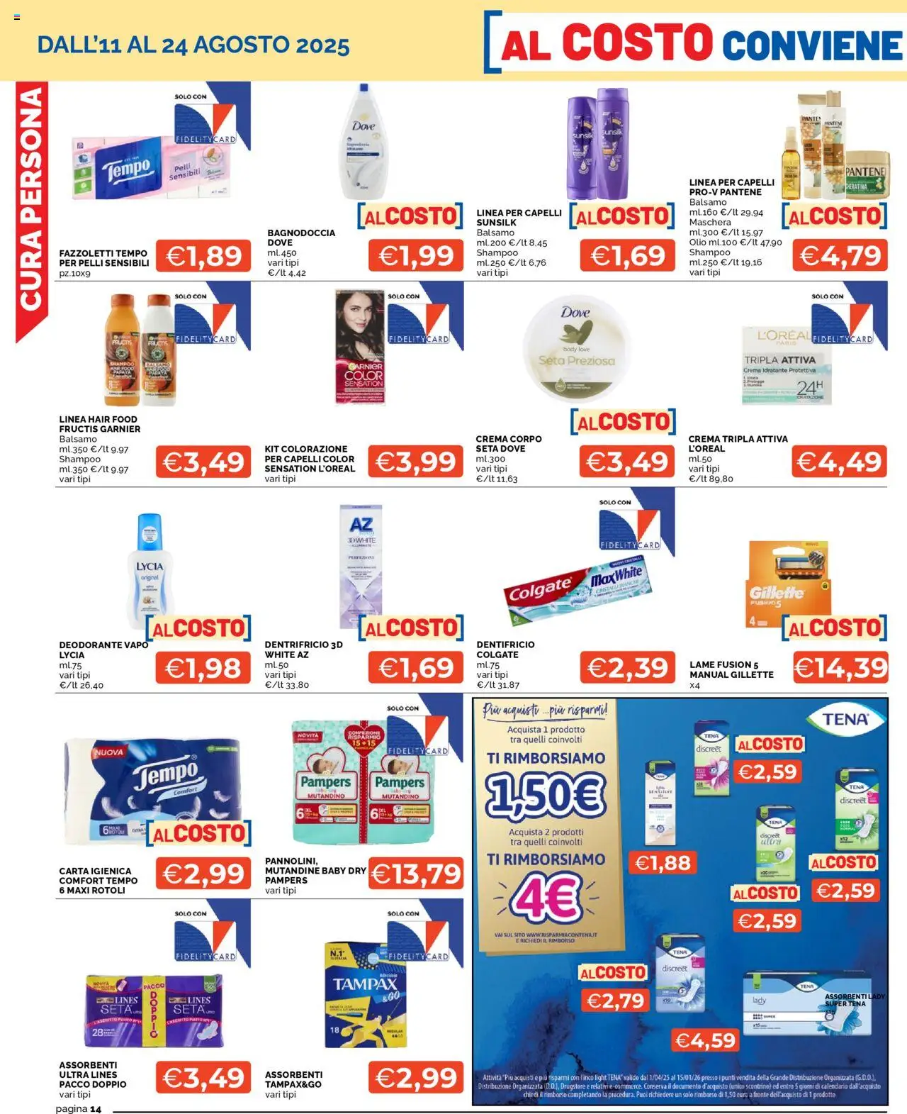 Volantino Mercatò del 11.08.2025 | Pagina: 14 | Prodotti: Shampoo, Balsamo, Maschera, Carta igienica