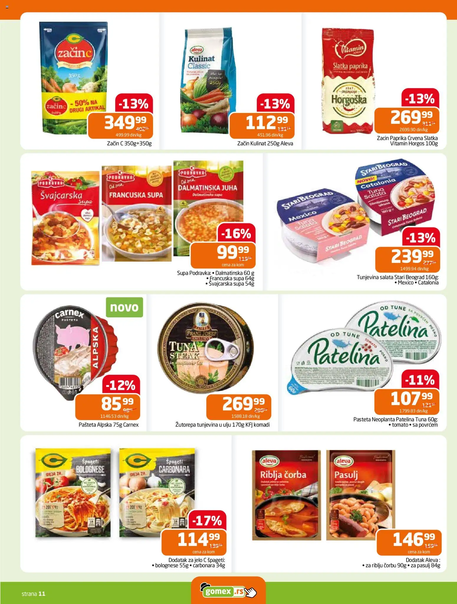 Gomex katalog - važi od 22.10.2025 | Strana: 11 | Proizvode: Pasulj, Paprika, Špageti, Pašteta