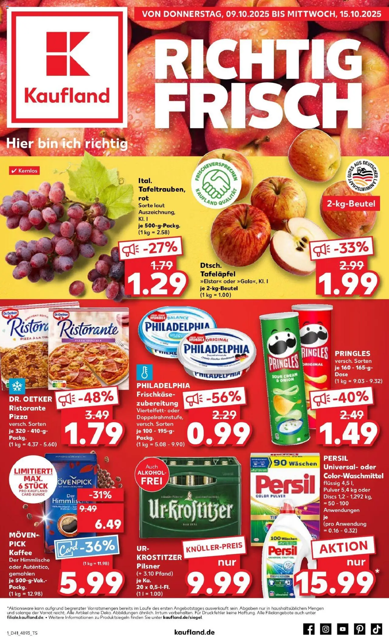 Kaufland prospekt Königs Wusterhausen	 – gültig ab 09.10.2025 | Seite: 1 | Produkte: Ristorante, Tür, Movenpick kaffee, Chips