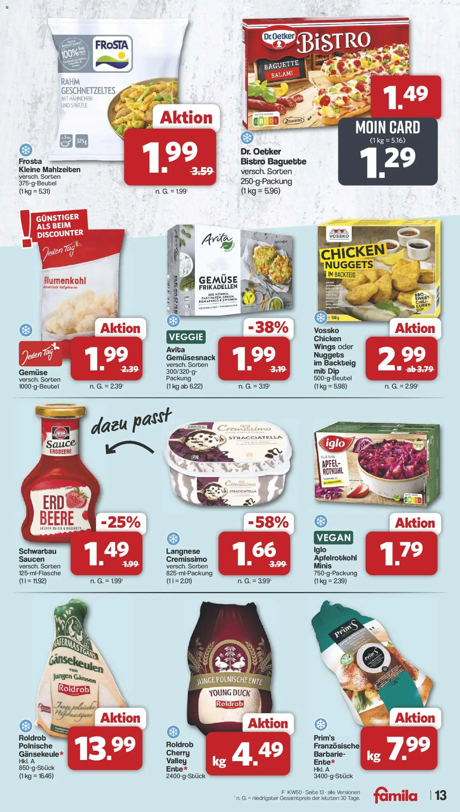 Famila Nordwest Prospekt 	 – gültig ab 08.12.2025 | Seite: 14 | Produkte: Äpfel, Frosta, Gemüse, Salami