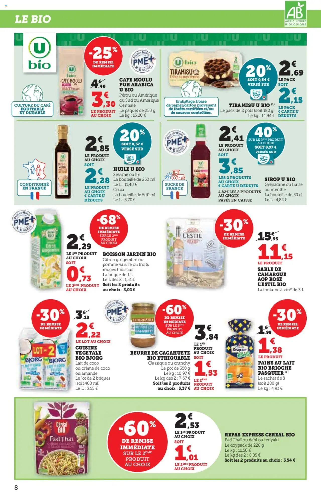  | Page: 8 | Produits: Amande, Fraise, Café moulu, Crème
