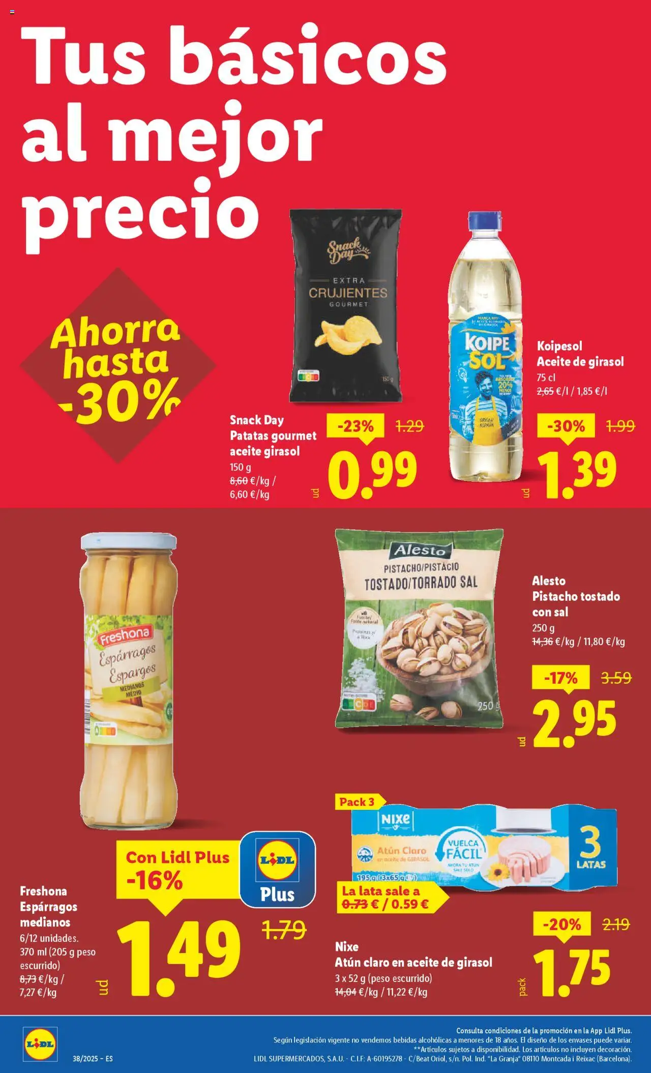 Lidl folleto │ válido desde el 15.09.2025 | Página: 2 | Productos: Aceite, Νερό καρύδας, Aceite de girasol, Peso
