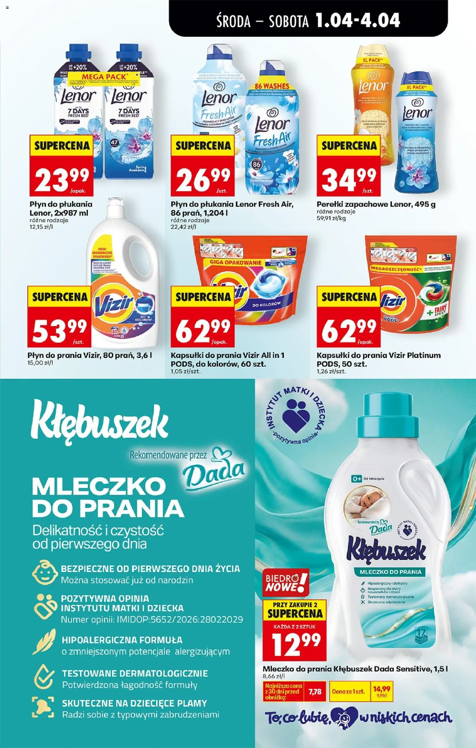 Biedronka gazetka od środy od 01.04.2026 | Strona: 69 | Produkty: Kapsułki do prania Vizir, Kapsułki do prania, Płyn do płukania Lenor, Fairy