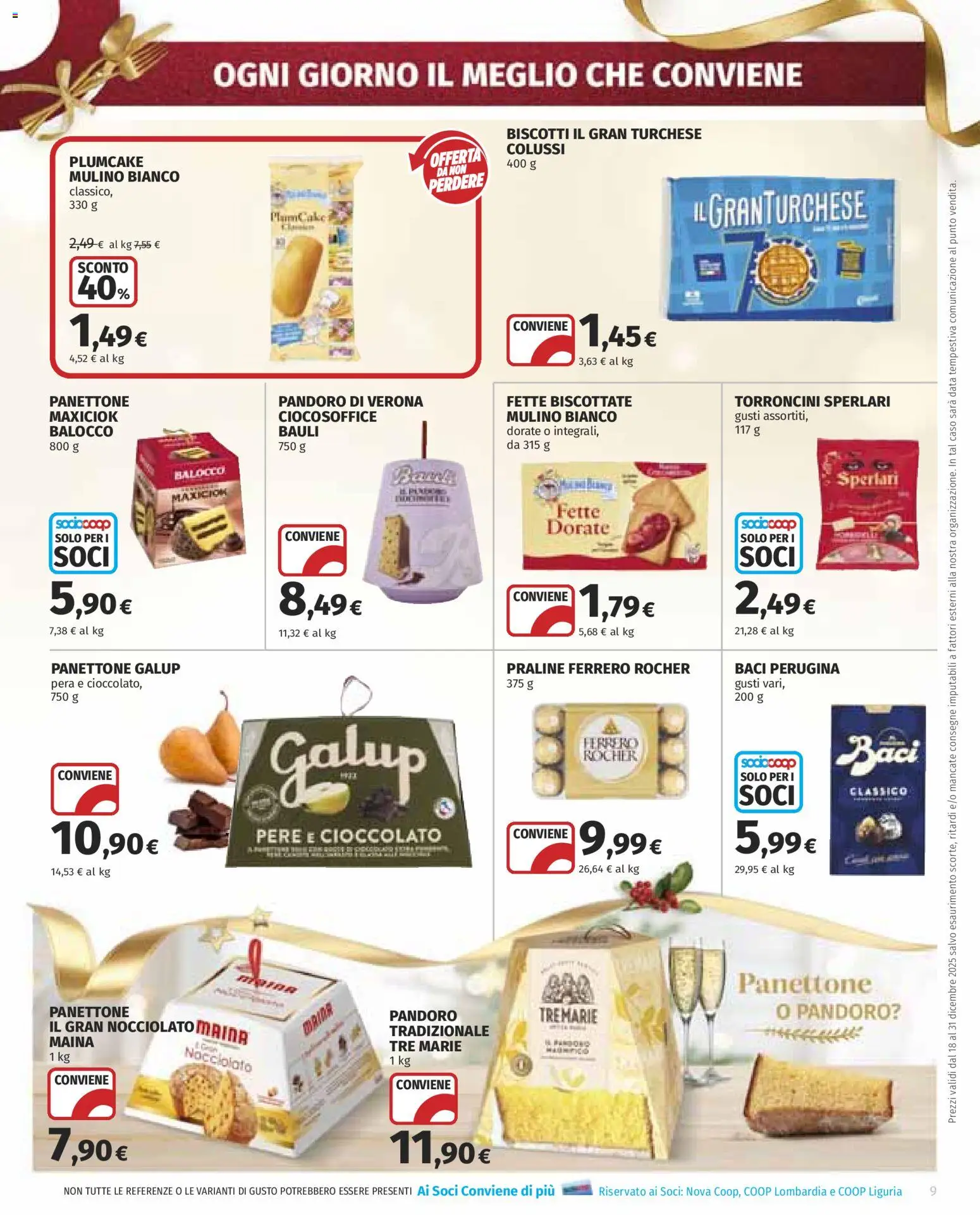 Volantino COOP del 18.12.2025 | Pagina: 9 | Prodotti: Pandoro, Data, Plumcake, Torroncini