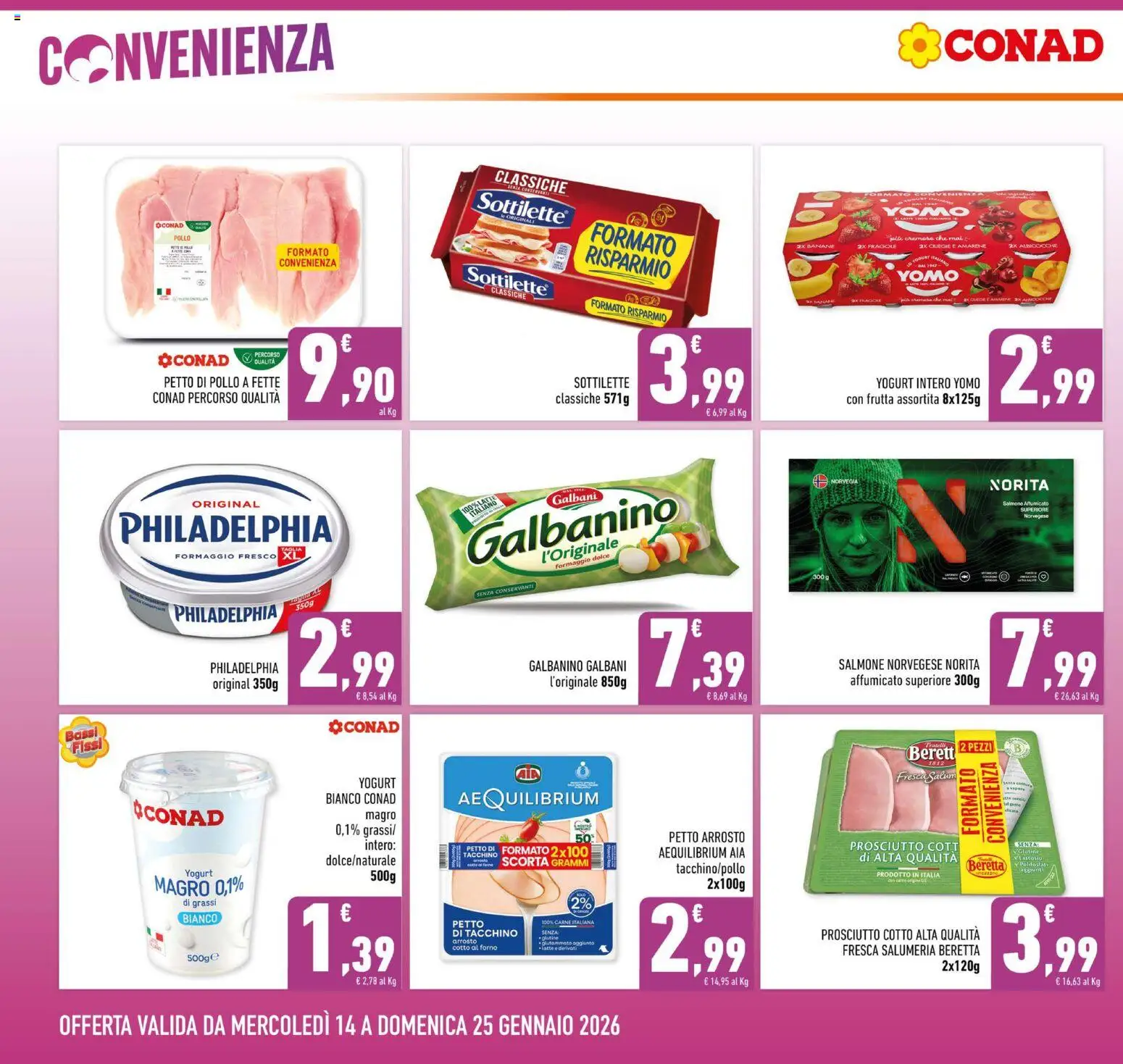 Volantino Conad del 14.01.2026 | Pagina: 2 | Prodotti: Petto di Pollo, Yogurt, Pollo, Formaggio