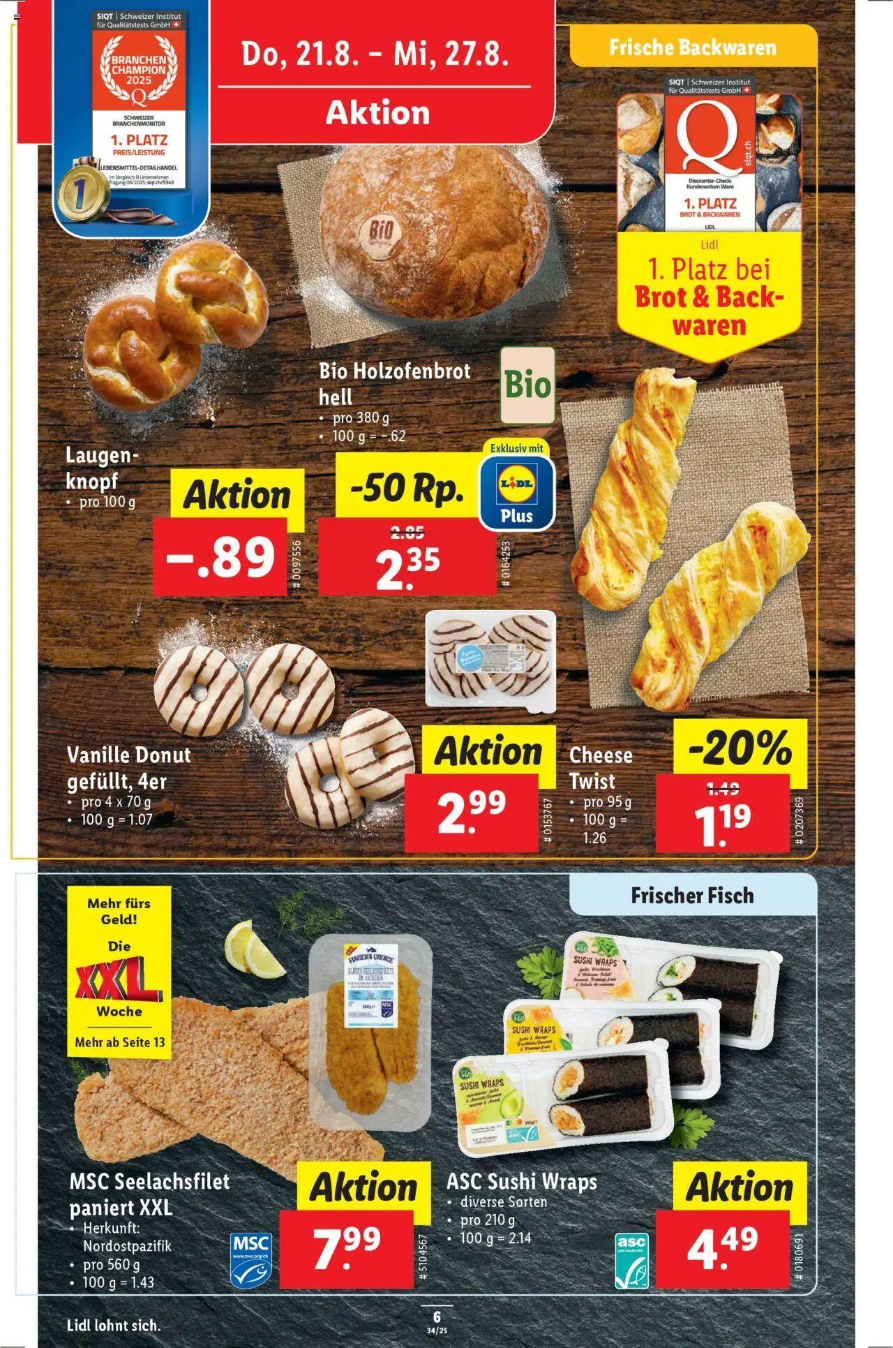 Lidl Aktionen ab 21.08.2025 | Seite: 6 | Produkte: Brot, Fisch