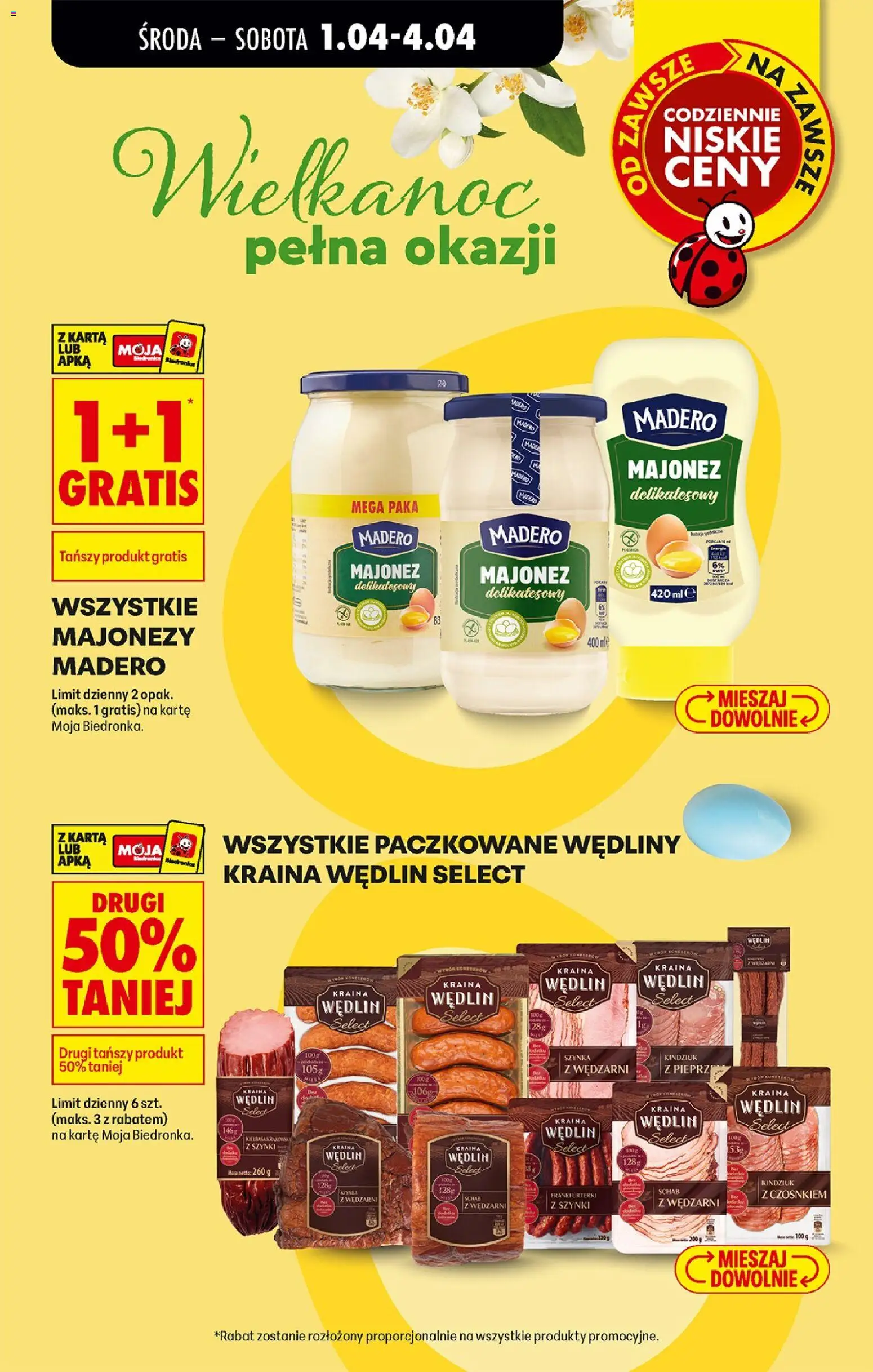 Biedronka gazetka od środy od 01.04.2026 | Strona: 7 | Produkty: Kiełbasa, Frankfurterki, Kiełbasa krakowska, Wędliny