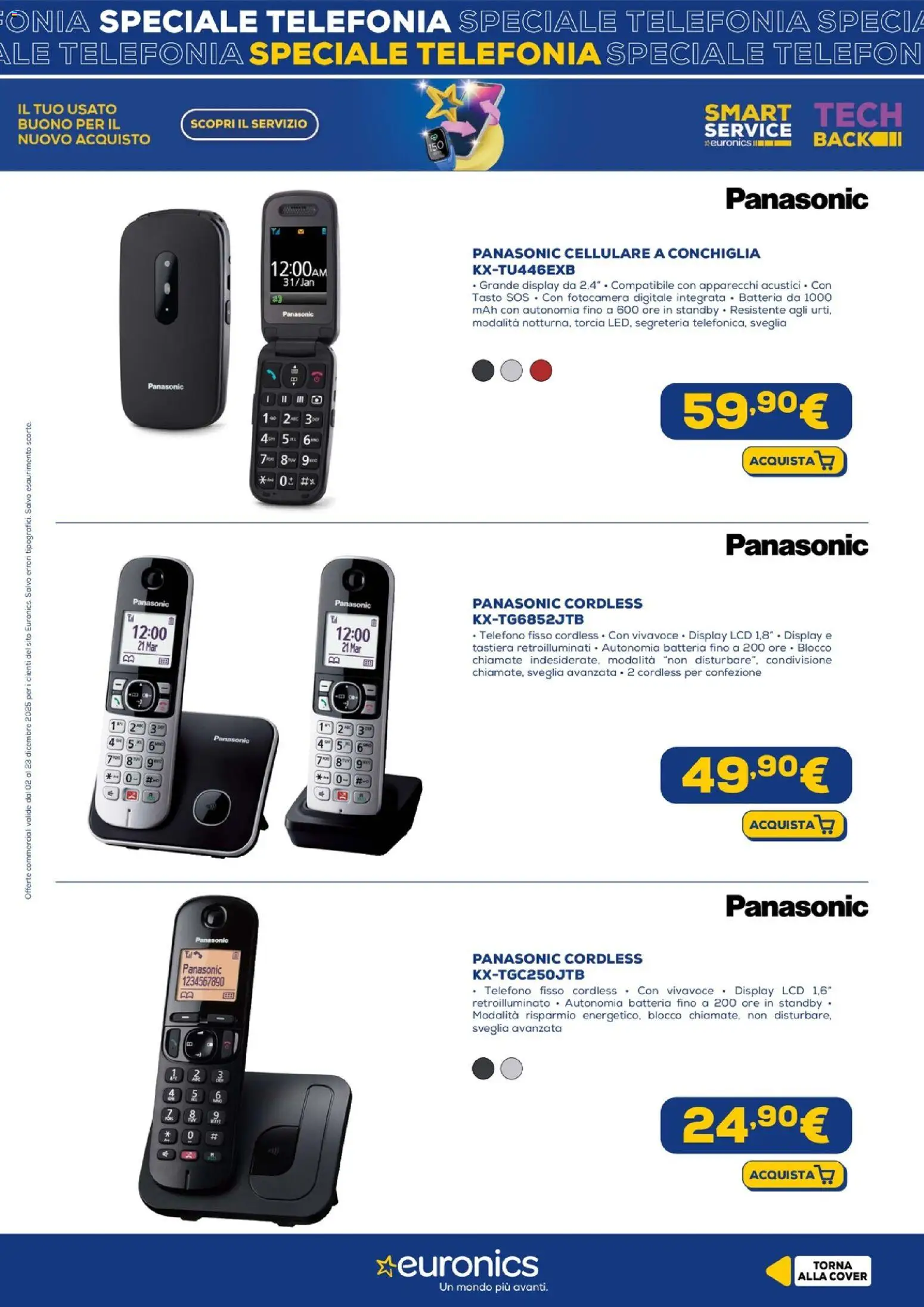 Volantino Euronics del 02.12.2025 | Pagina: 14 | Prodotti: Telefono, Tastiera, Sveglia, Fotocamera