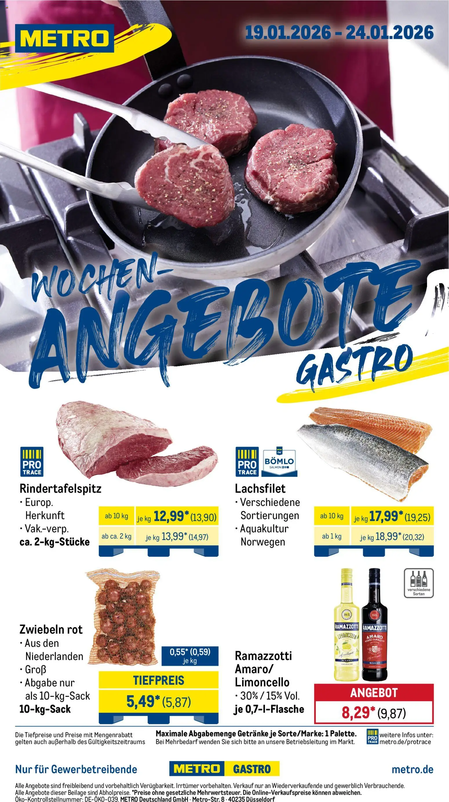 Metro Wochen-Angebote Gastro – gültig ab 19.01.2026 | Seite: 1 | Produkte: Zwiebeln, Limoncello, Ramazzotti