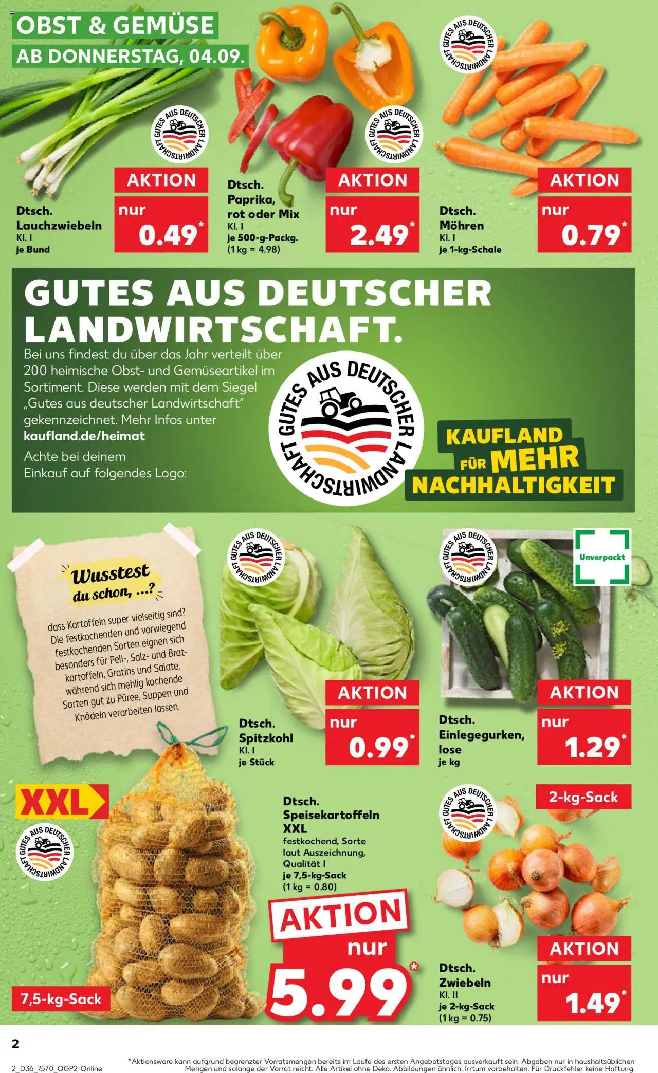 Kaufland prospekt Bremen	 - gültig ab dem 04.09.2025 | Seite: 2 | Produkte: Mohren, Zwiebeln, Obst, Salz