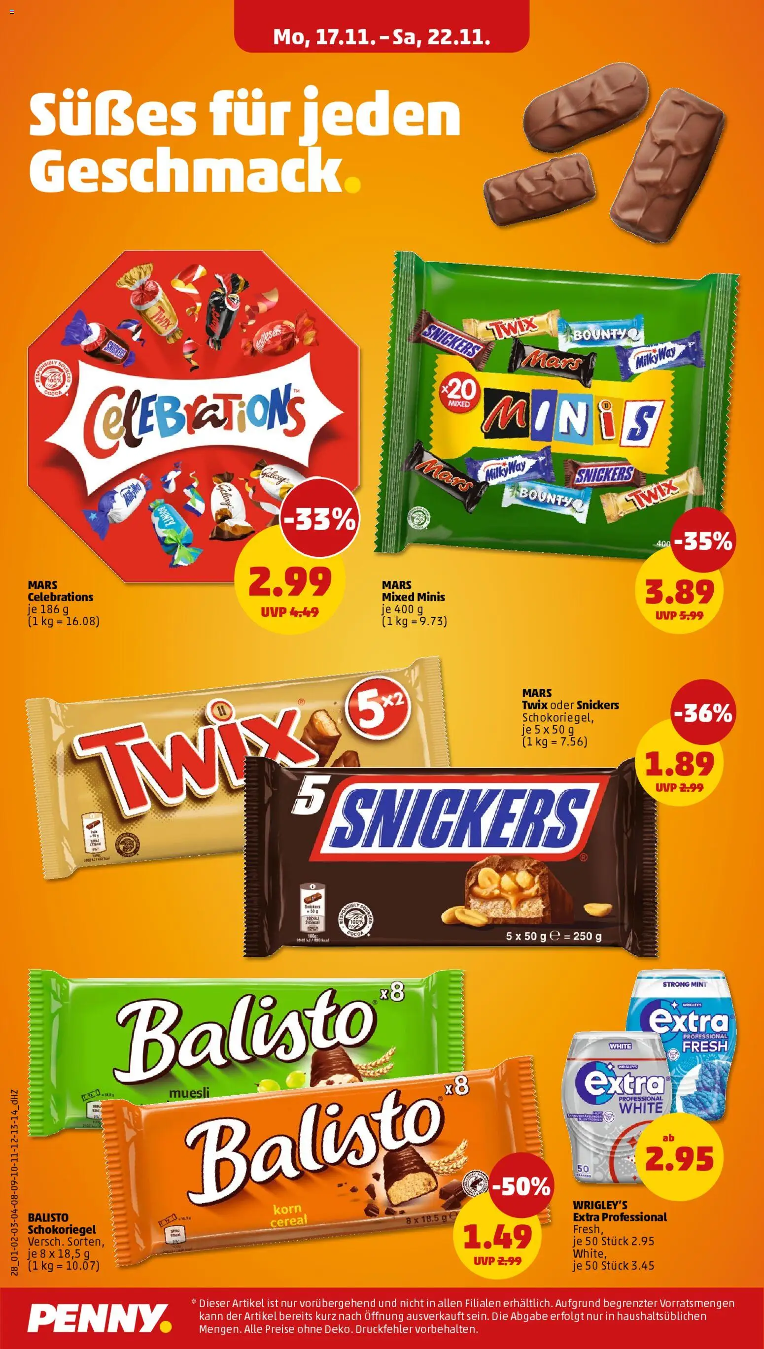 Penny Prospekt 	 – gültig ab 17.11.2025 | Seite: 20 | Produkte: Celebrations, Snickers, Mars, Twix