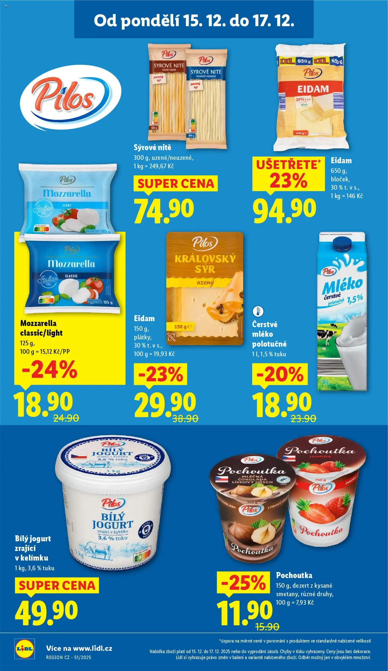 Lidl leták od 15.12.2025 | Strana: 20 | Produkty: Mléko, Blok, Eidam, Bílý jogurt