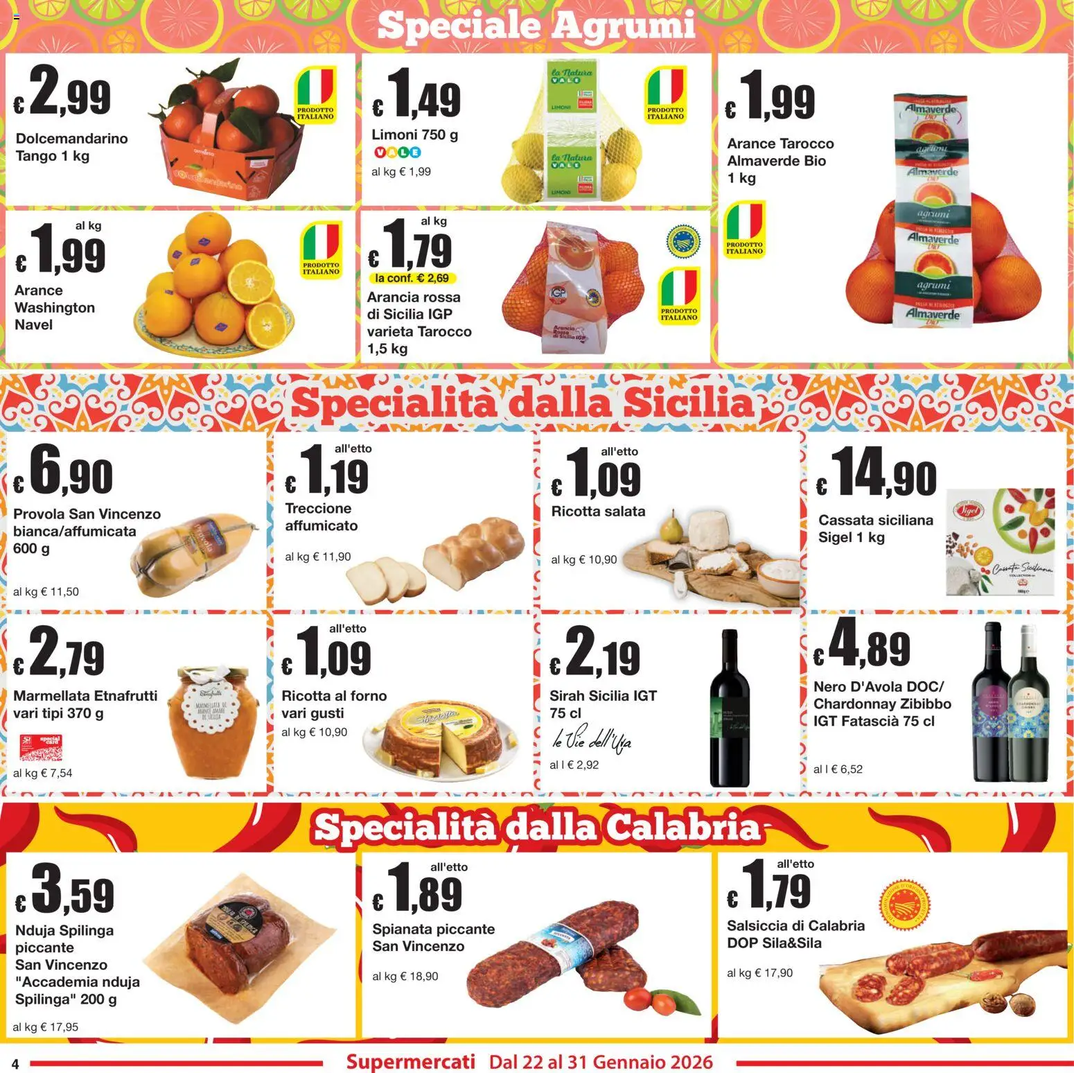 Volantino Sì con Te del 22.01.2026 | Pagina: 4 | Prodotti: Arance, Salsiccia, Agrumi, Marmellata