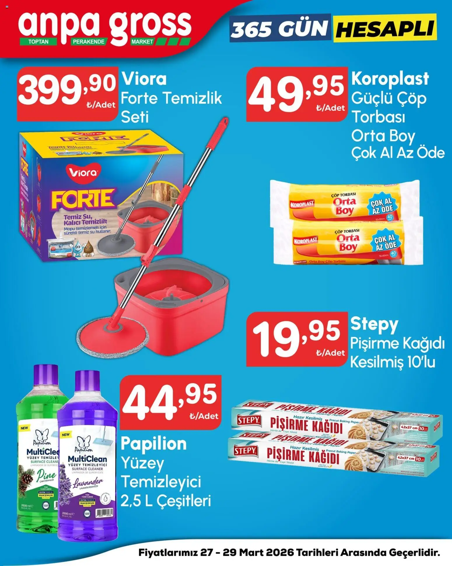 Anpa Gross İndirim - 27.03.2026 tarihinden itibaren geçerlidir | Sayfa: 5 | Ürünler: Çöp torbası, Yüzey temizleyici, Su