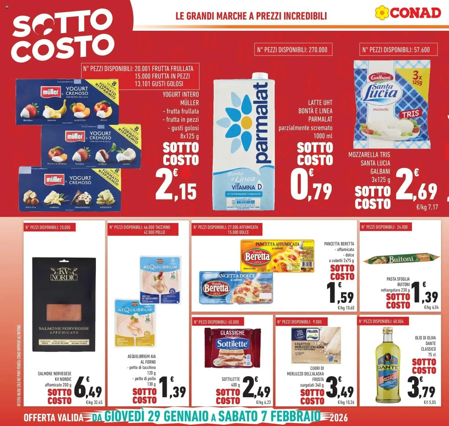 Volantino Conad del 29.01.2026 | Pagina: 2 | Prodotti: Petto di Pollo, Yogurt, Pasta sfoglia, Frutta