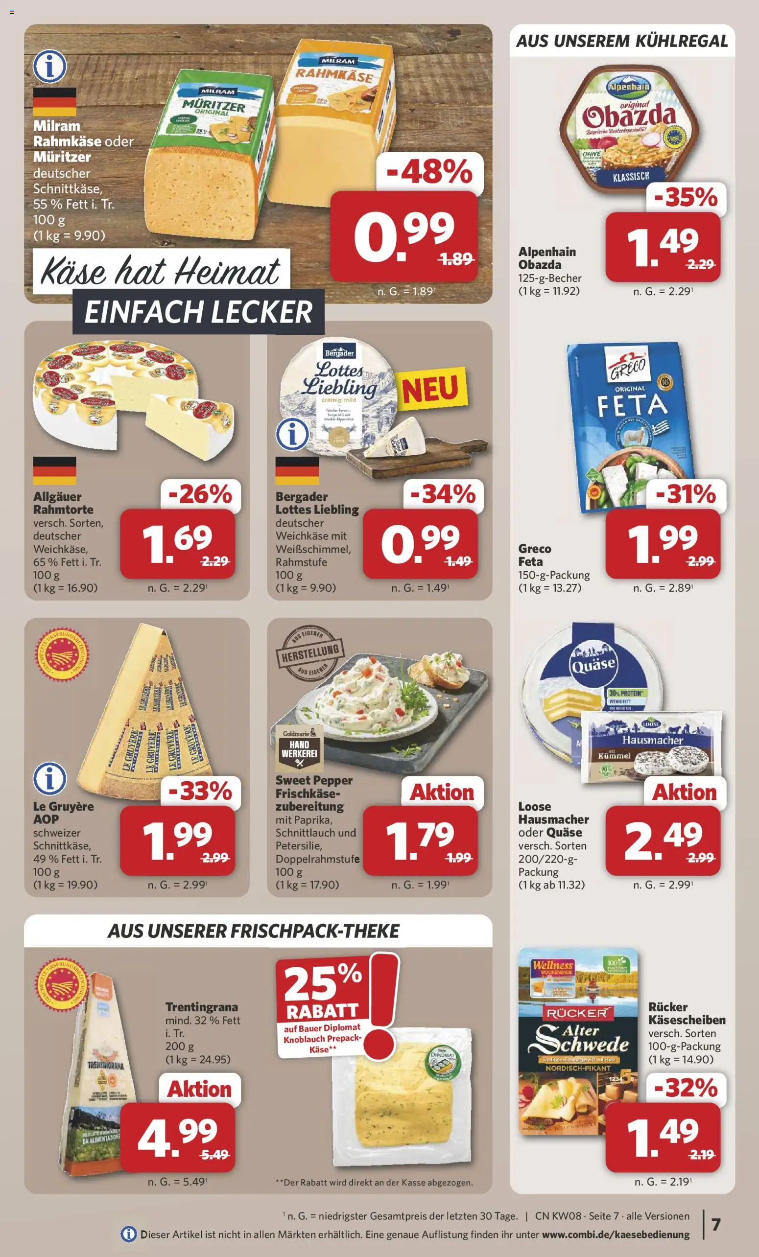 Combi Prospekt 	 – gültig ab 16.02.2026 | Seite: 7 | Produkte: Käse, Milram, Knoblauch, Frischkase