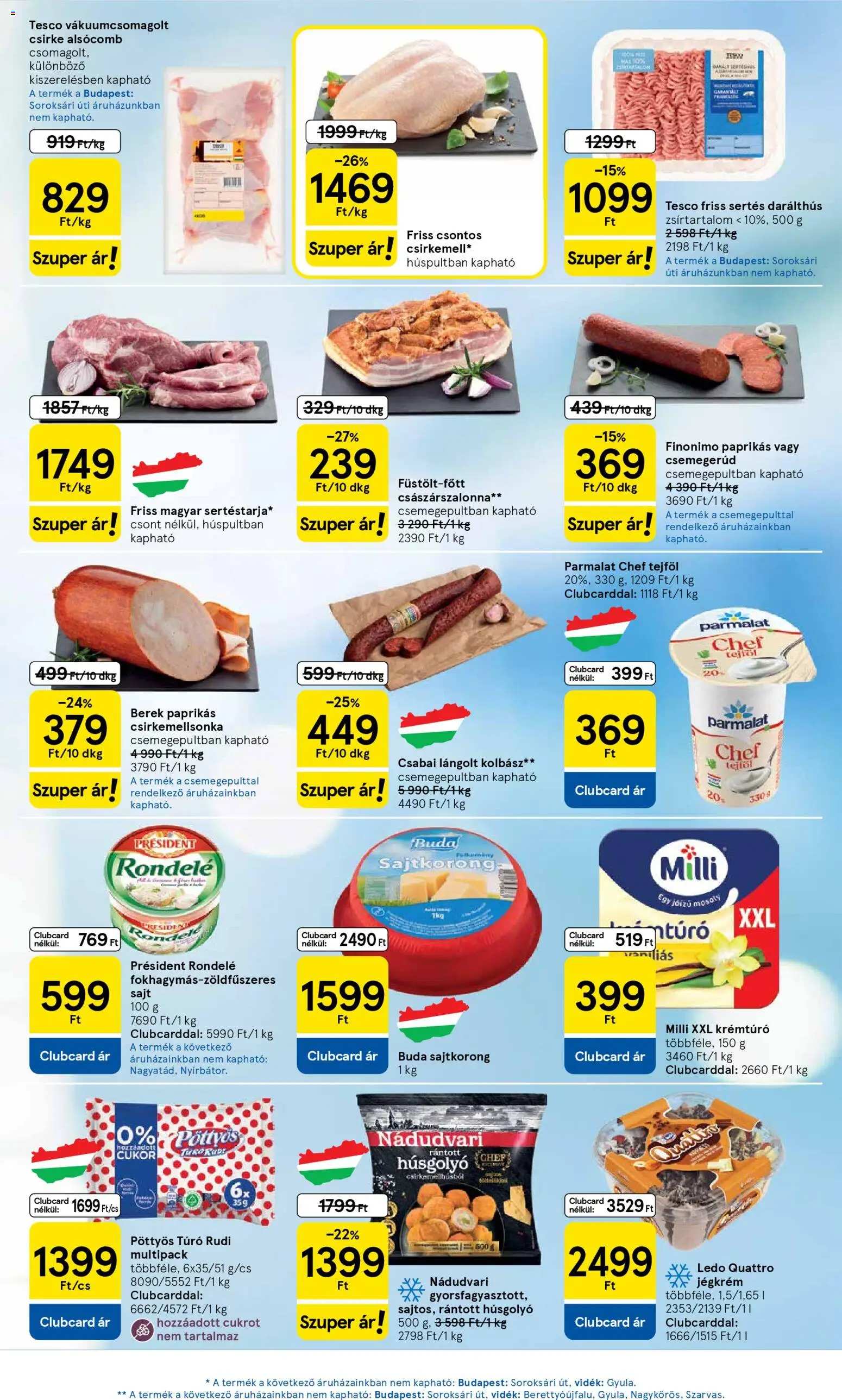 Tesco akciós ujság - amely érvényes a következő dátumtól: 29.04.2026 | Oldal: 3 | Termékek: Kolbász, Császárszalonna, Lángolt kolbász, Sajt