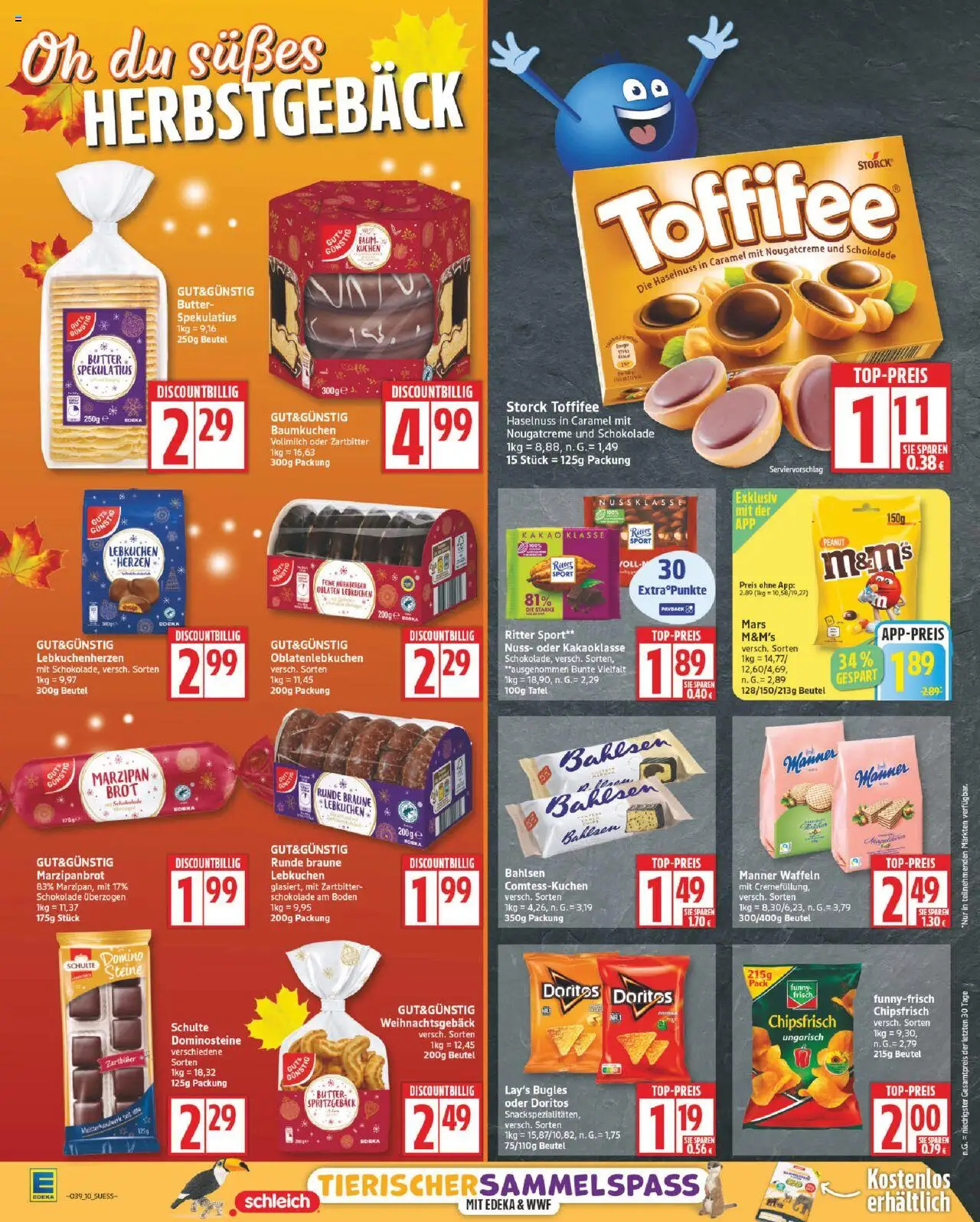 Edeka Prospekt 	 – gültig ab 22.09.2025 | Seite: 10 | Produkte: Butter, Ritter sport, M&M's, Chips