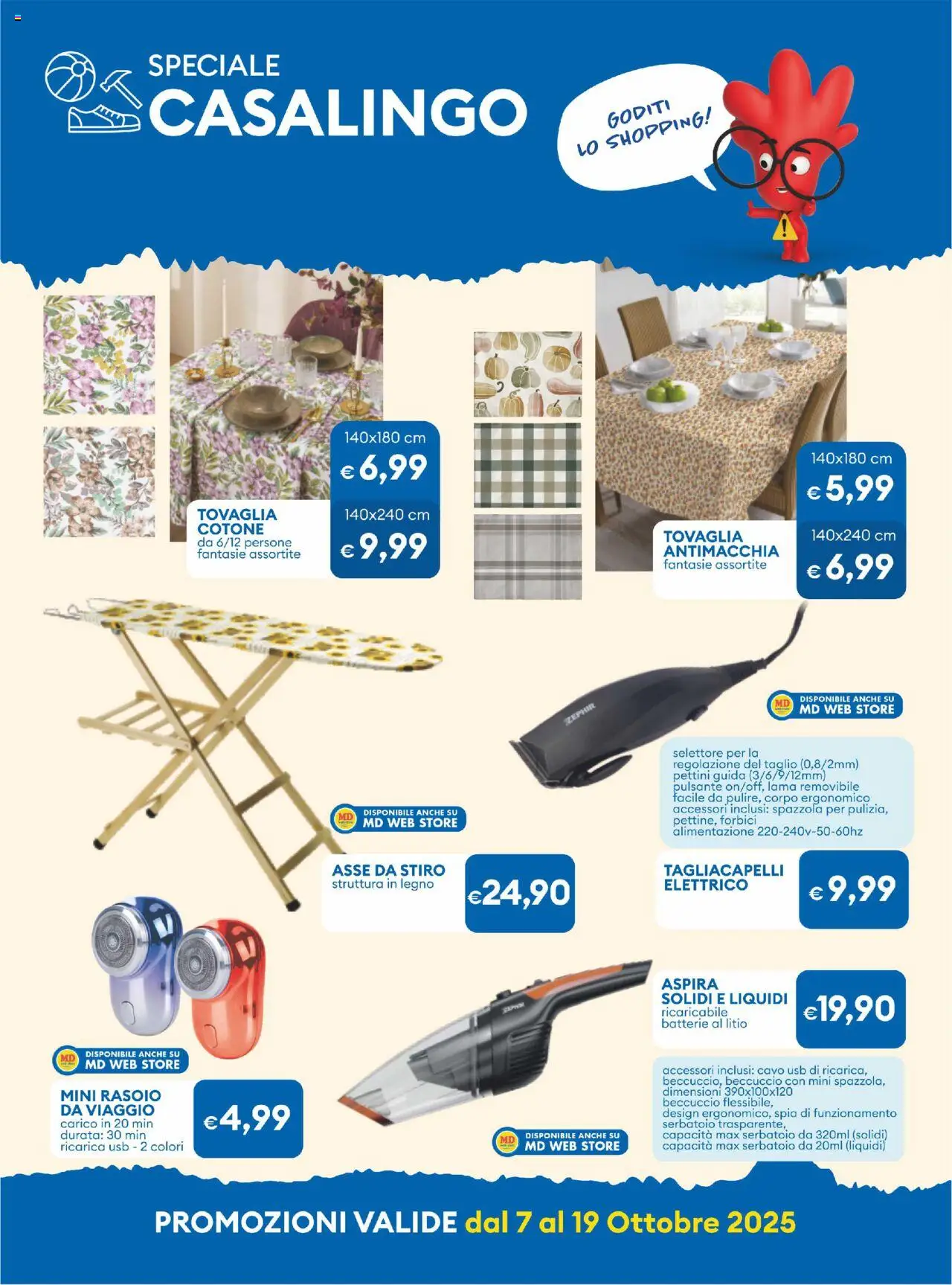 Volantino MD Discount del 07.10.2025 | Pagina: 26 | Prodotti: Rasoio, USB, Tovaglia, Batterie