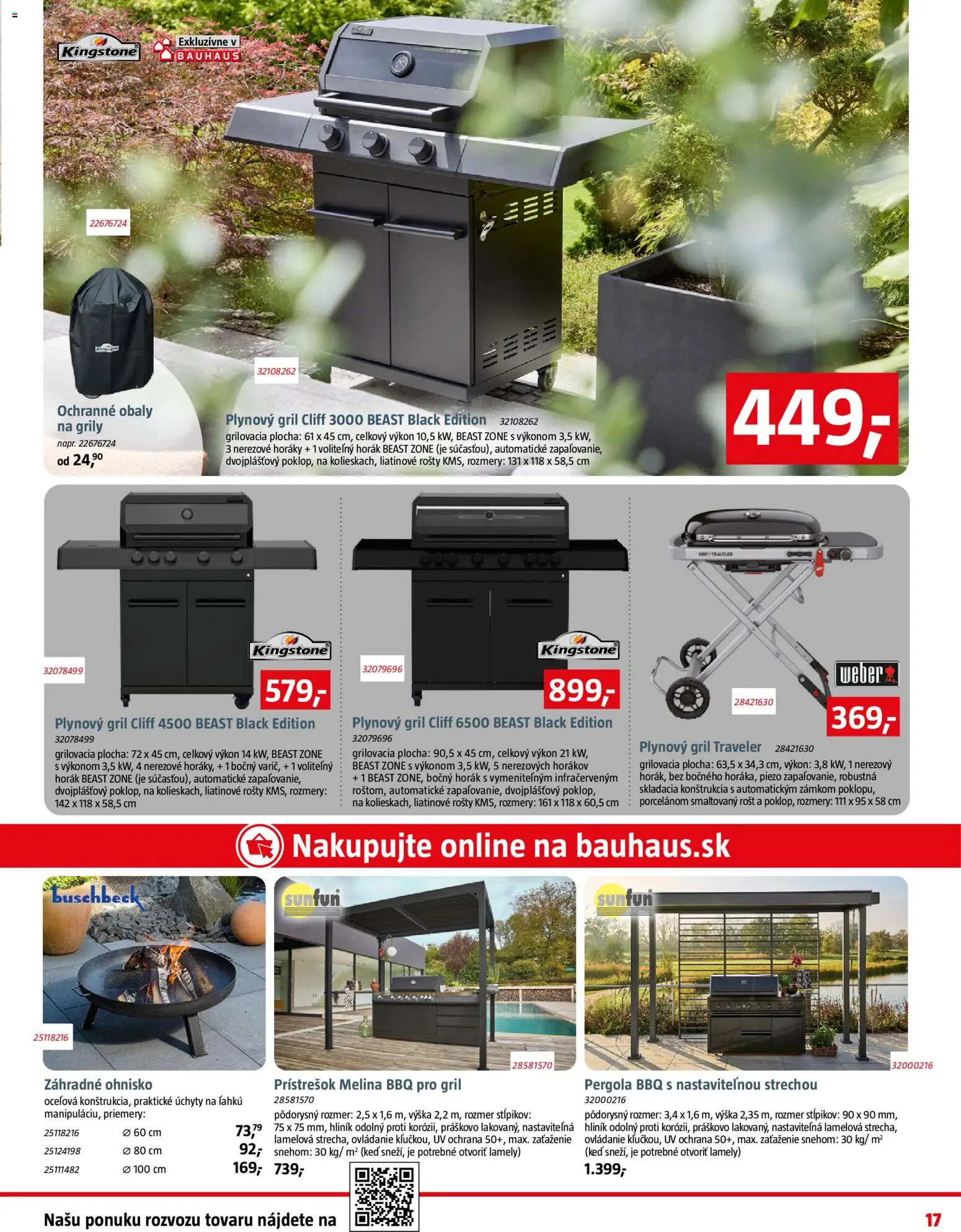 Nové Bauhaus akcie – leták je platný od 07.04.2026 | Strana: 17 | Produkty: Pergola, Gril, Lamely