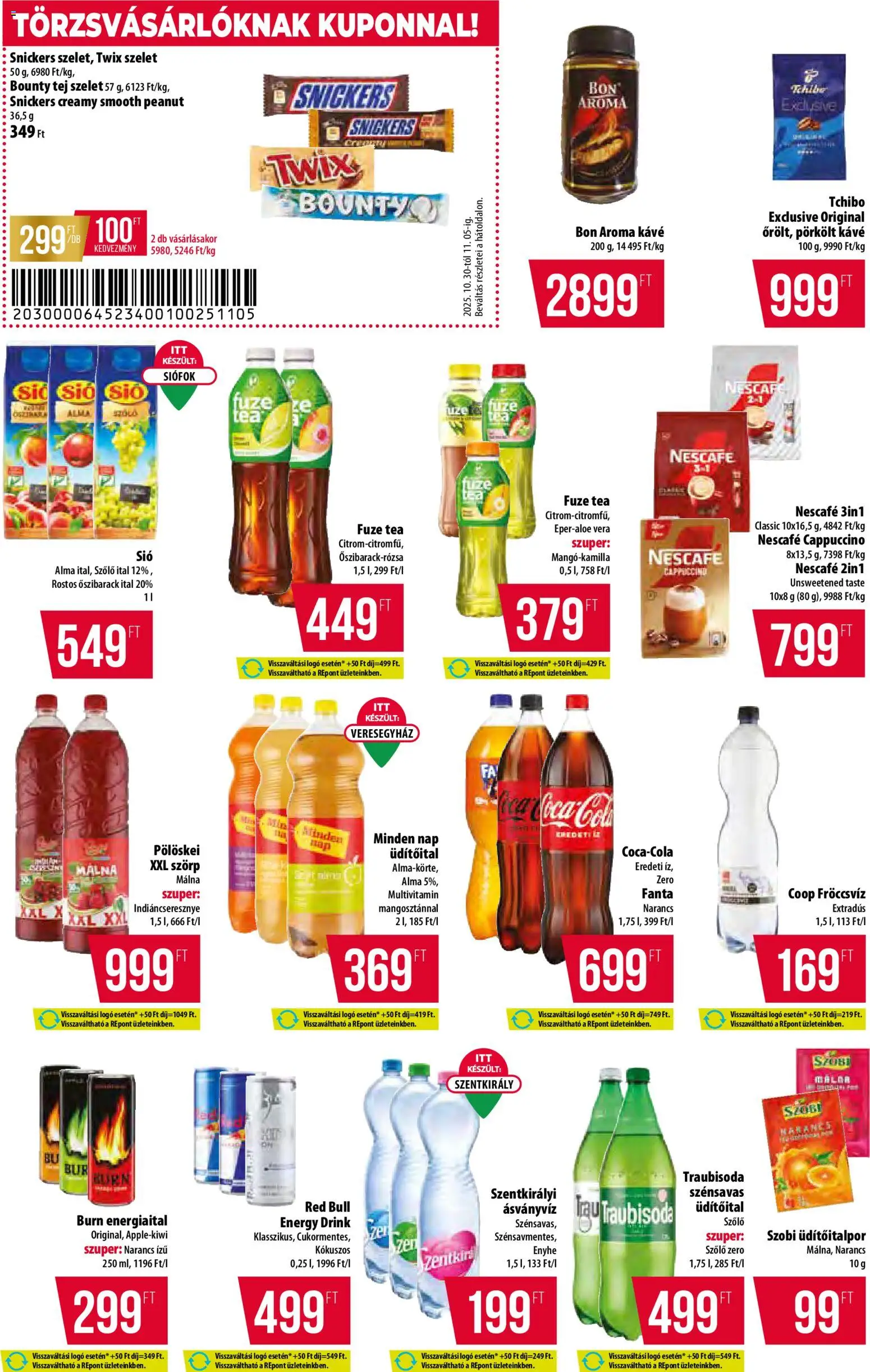 COOP Szolnok akciós ujság - amely érvényes a következő dátumtól: 30.10.2025 | Oldal: 10 | Termékek: Szőlő, Cappuccino, Tej, Tea