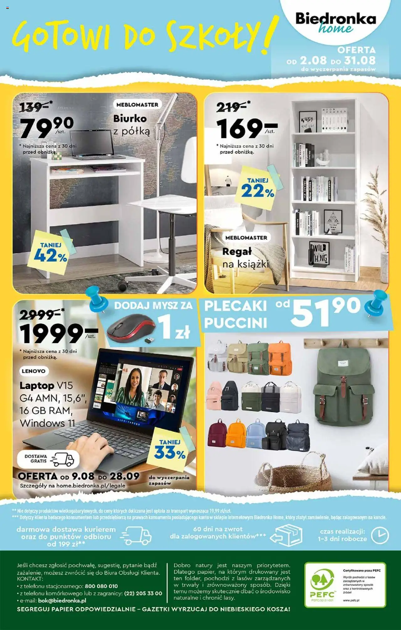 Biedronka gazetka - Hity i inspiracje od 18.08.2025 | Strona: 44 | Produkty: Laptop, Mysz, Biurko, Książki