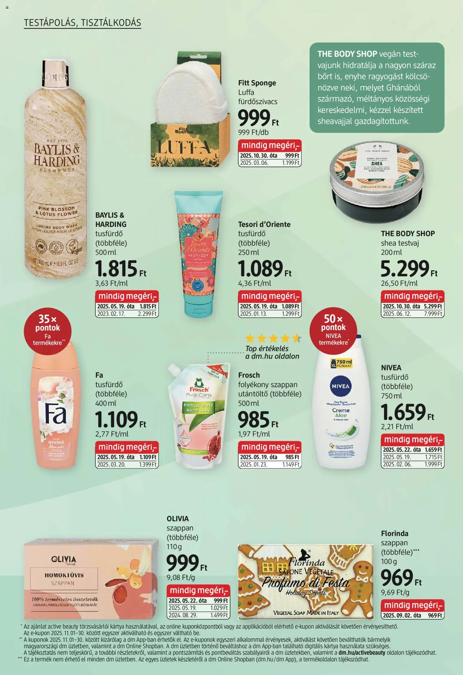 DM Drogerie Markt akciós ujság - amely érvényes a következő dátumtól: 30.10.2025 | Oldal: 14 | Termékek: Body, Szappan, Tusfürdő, Vegán