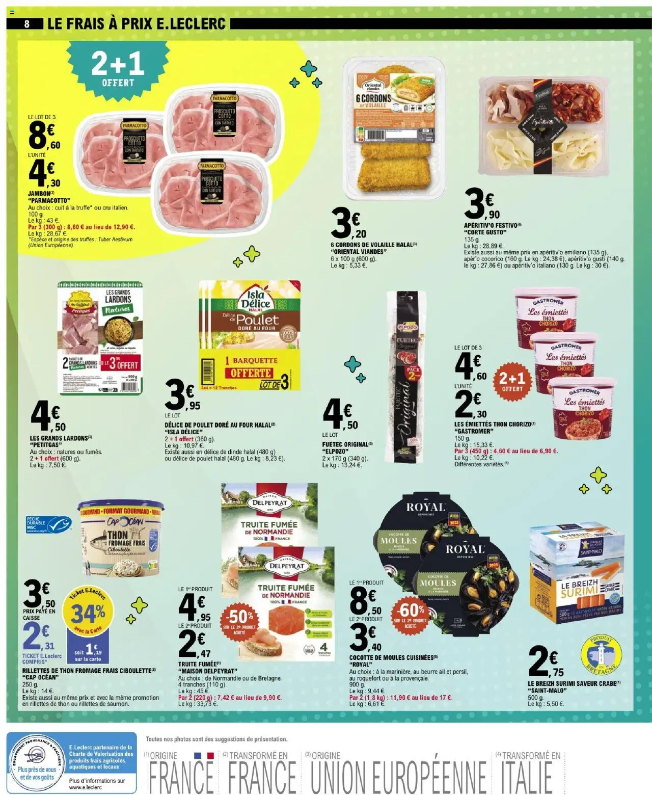 {H1} | Page: 8 | Produits: Volaille, Lardons, Truite fumée, Beurre