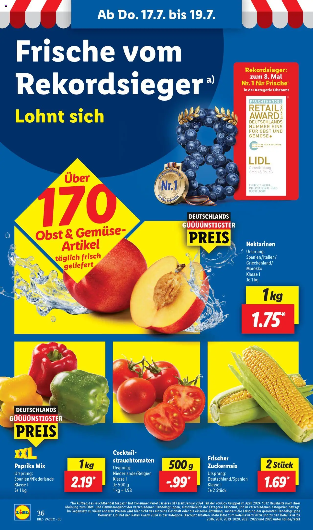 Lidl Prospekt Heppenheim - gültig ab dem 14.07.2025 | Seite: 54 | Produkte: Nektarinen, Gemüse, Paprika, Obst
