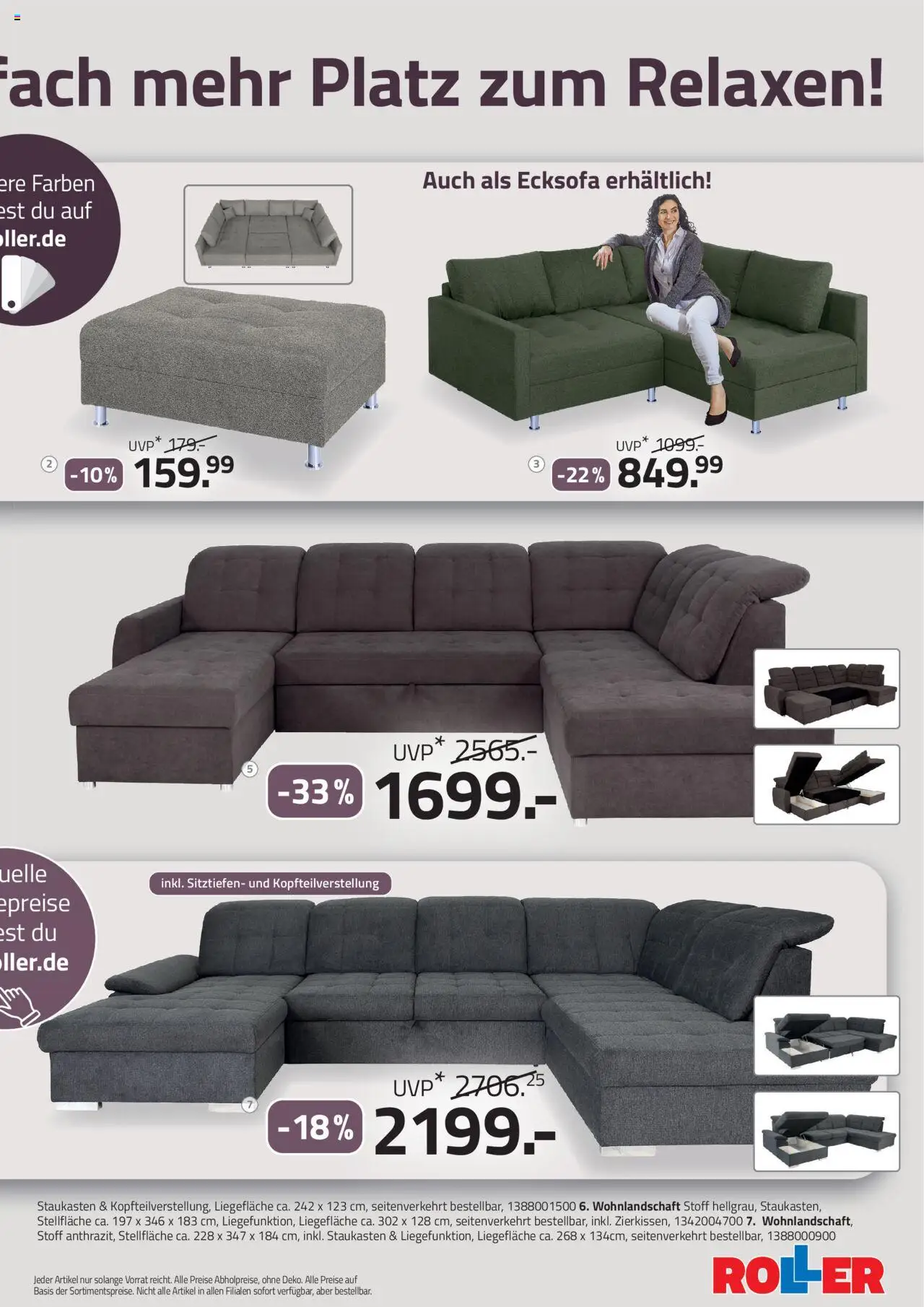 Roller Prospekt 	 – gültig ab 28.09.2025 | Seite: 5 | Produkte: Wohnlandschaft, Ecksofa