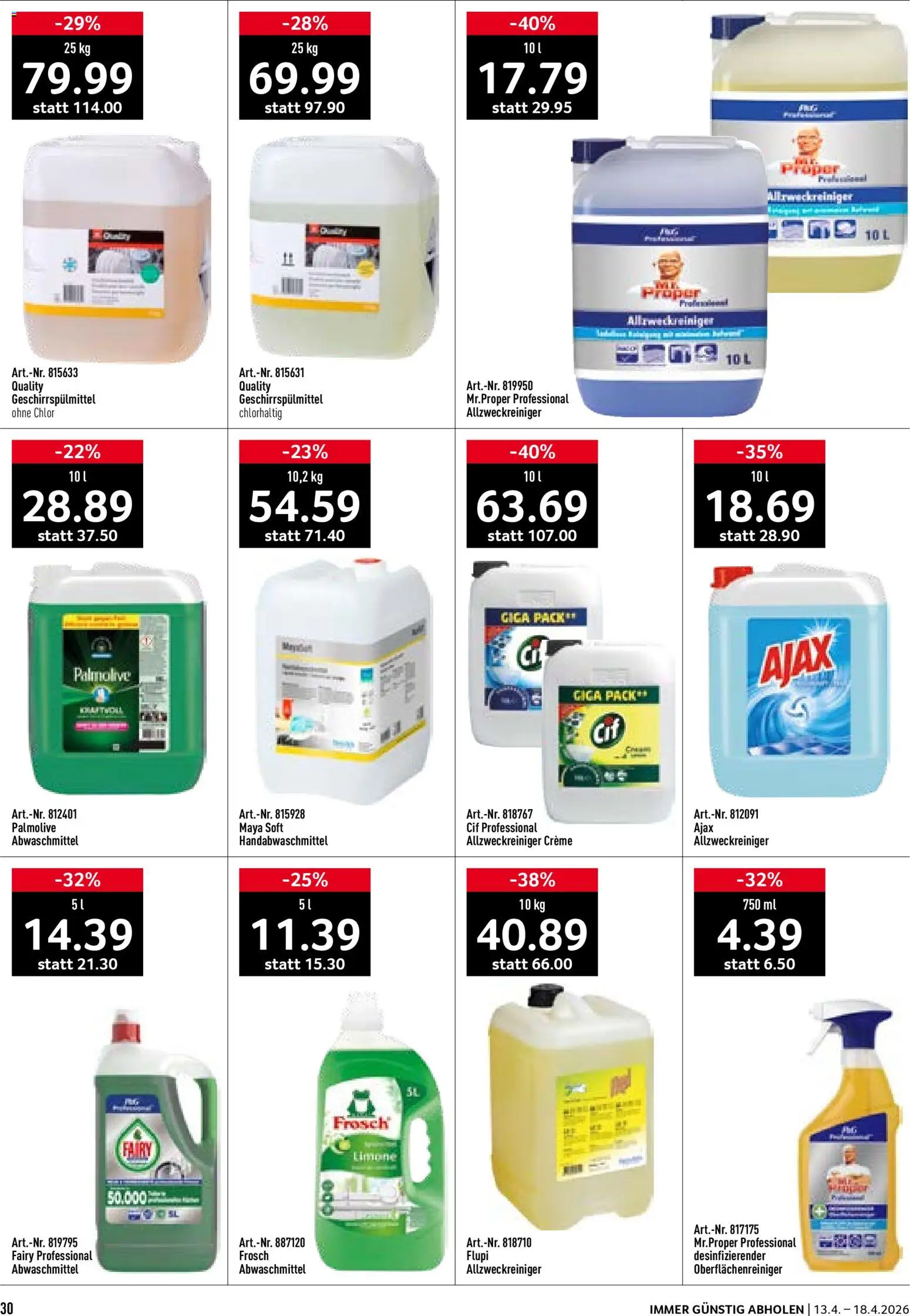 Prodega aktionen – gültig ab 13.04.2026 | Seite: 30 | Produkte: Geschirrspülmittel, Creme