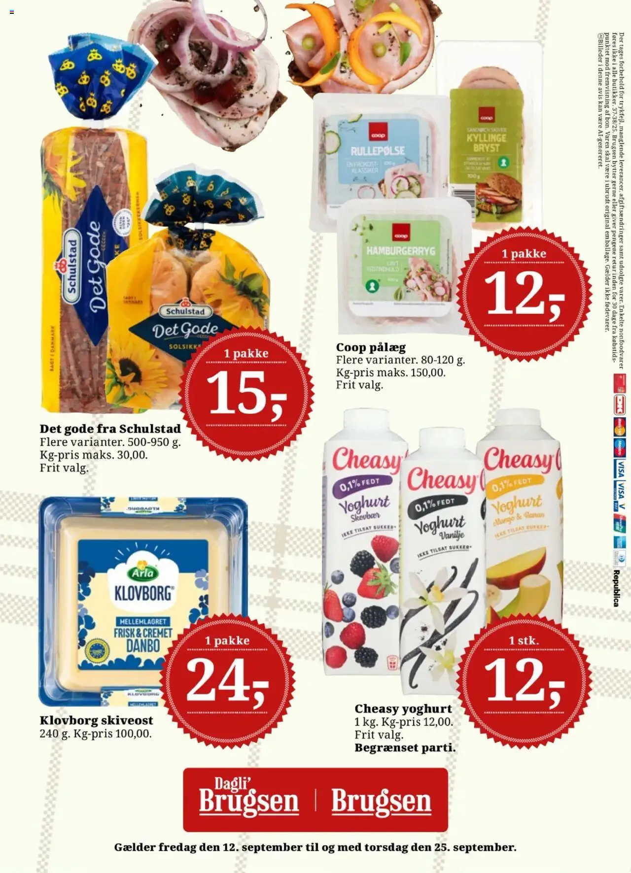 Dagli'Brugsen tilbudsavis – gyldig fra 12.09.2025 | Side: 16 | Produkter: Yoghurt, Solsikkekerner, Pålæg, Vanilje