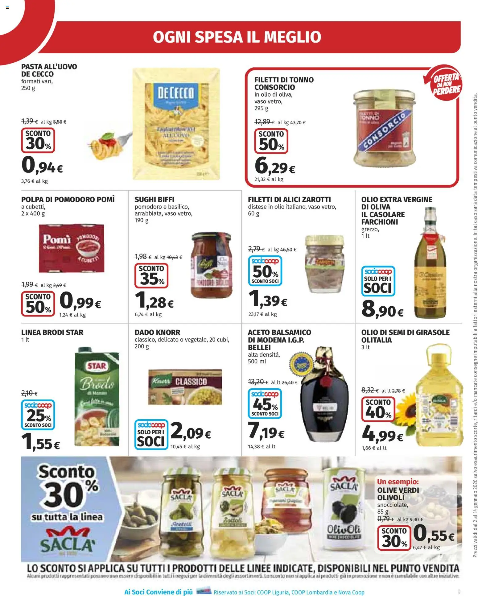 Volantino Ipercoop del 02.01.2026 | Pagina: 9 | Prodotti: Olio, Olive, Pasta, Vaso