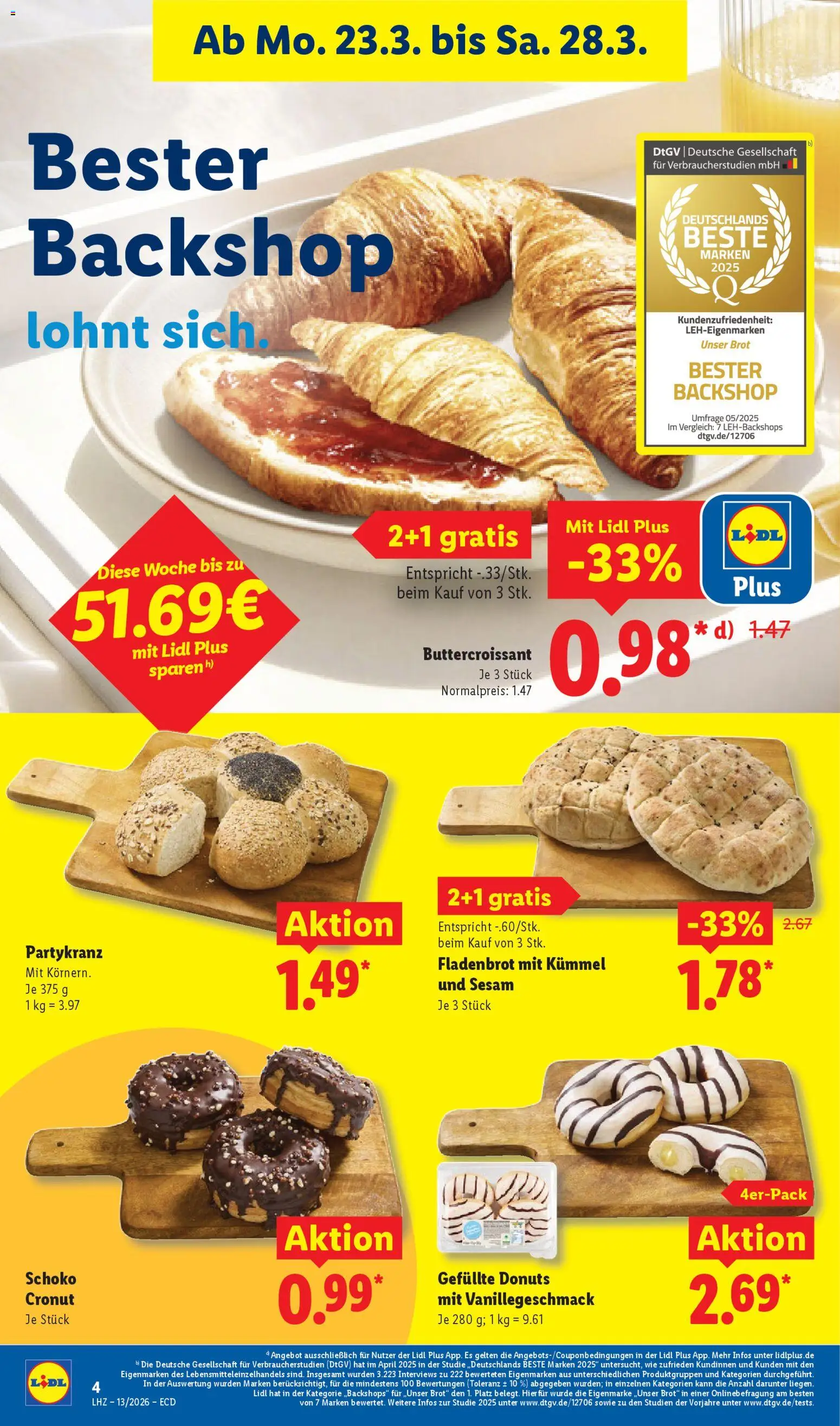 Lidl Prospekt – gültig ab 23.03.2026 | Seite: 10 | Produkte: Donuts, Brot