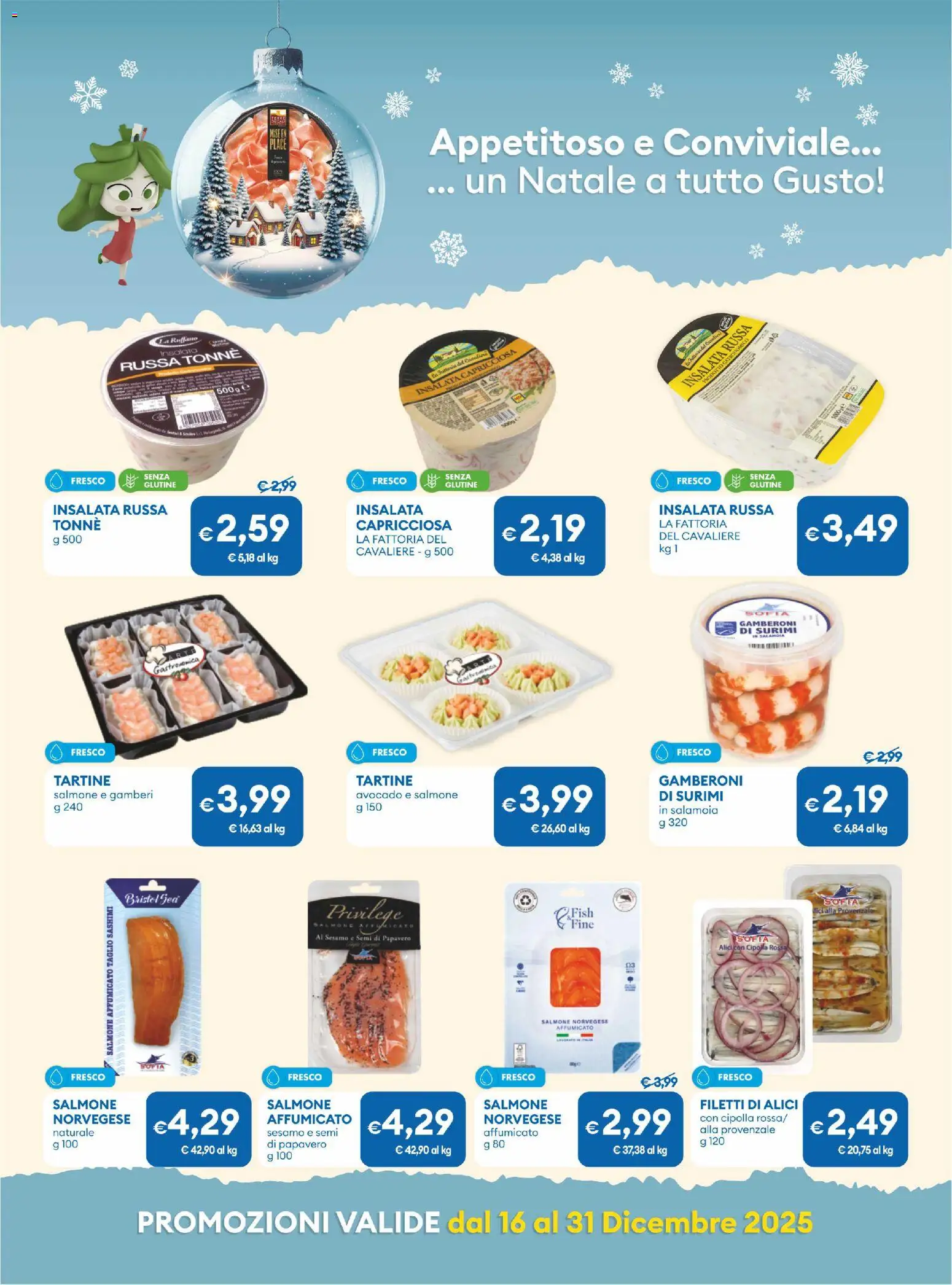 Volantino MD Discount del 16.12.2025 | Pagina: 11 | Prodotti: Surimi, Insalata, Insalata russa, Alici