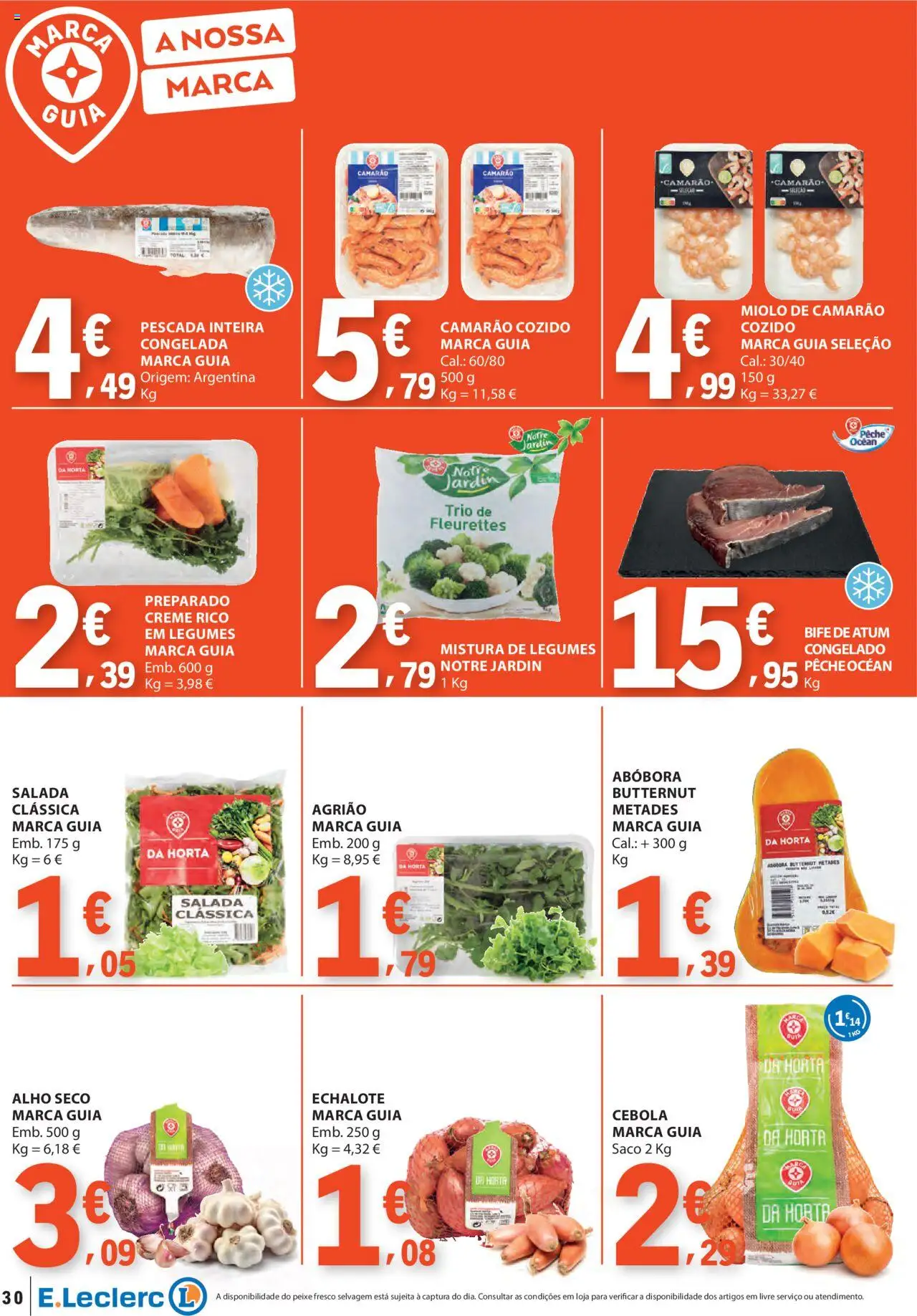 E.Leclerc folheto │ válido de 11.09.2025 | Página: 30 | Produtos: Camarão, Cebola, Abóbora, Creme