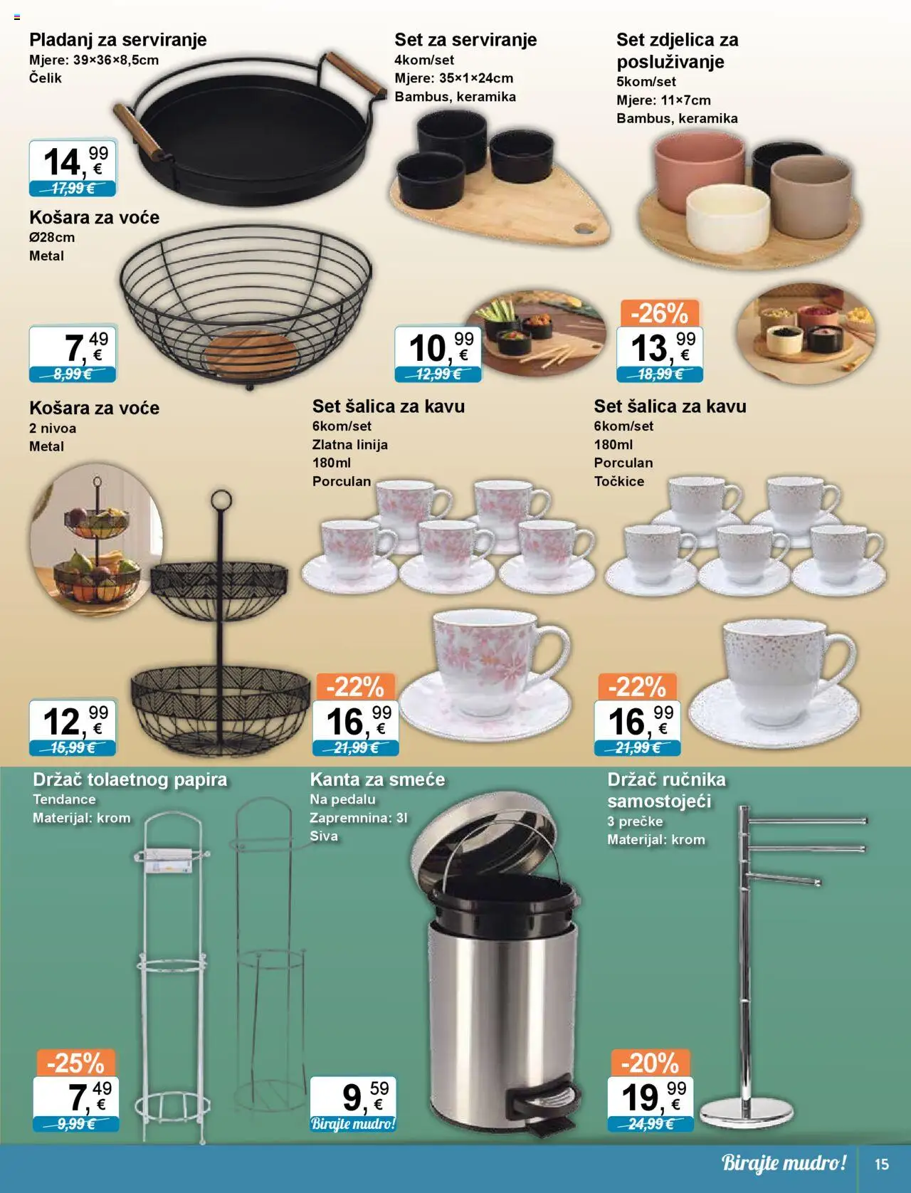KTC katalog | vrijedi od 14.08.2025 | Stranica: 15 | Proizvodi: Voće, Kanta za smeće, Šalica, Pladanj