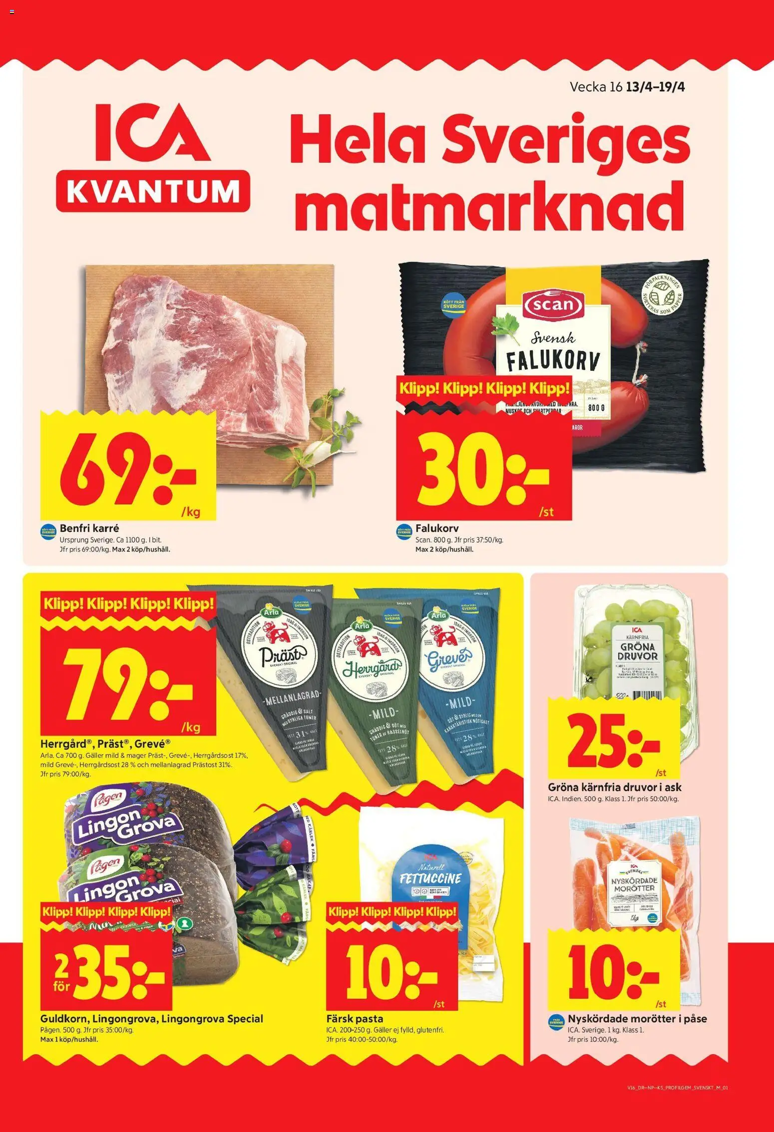 ICA Kvantum reklamblad aktuell från 13.04.2026 | Sida: 1 | Produkter: Salt, Lingongrova, Galler, Falukorv