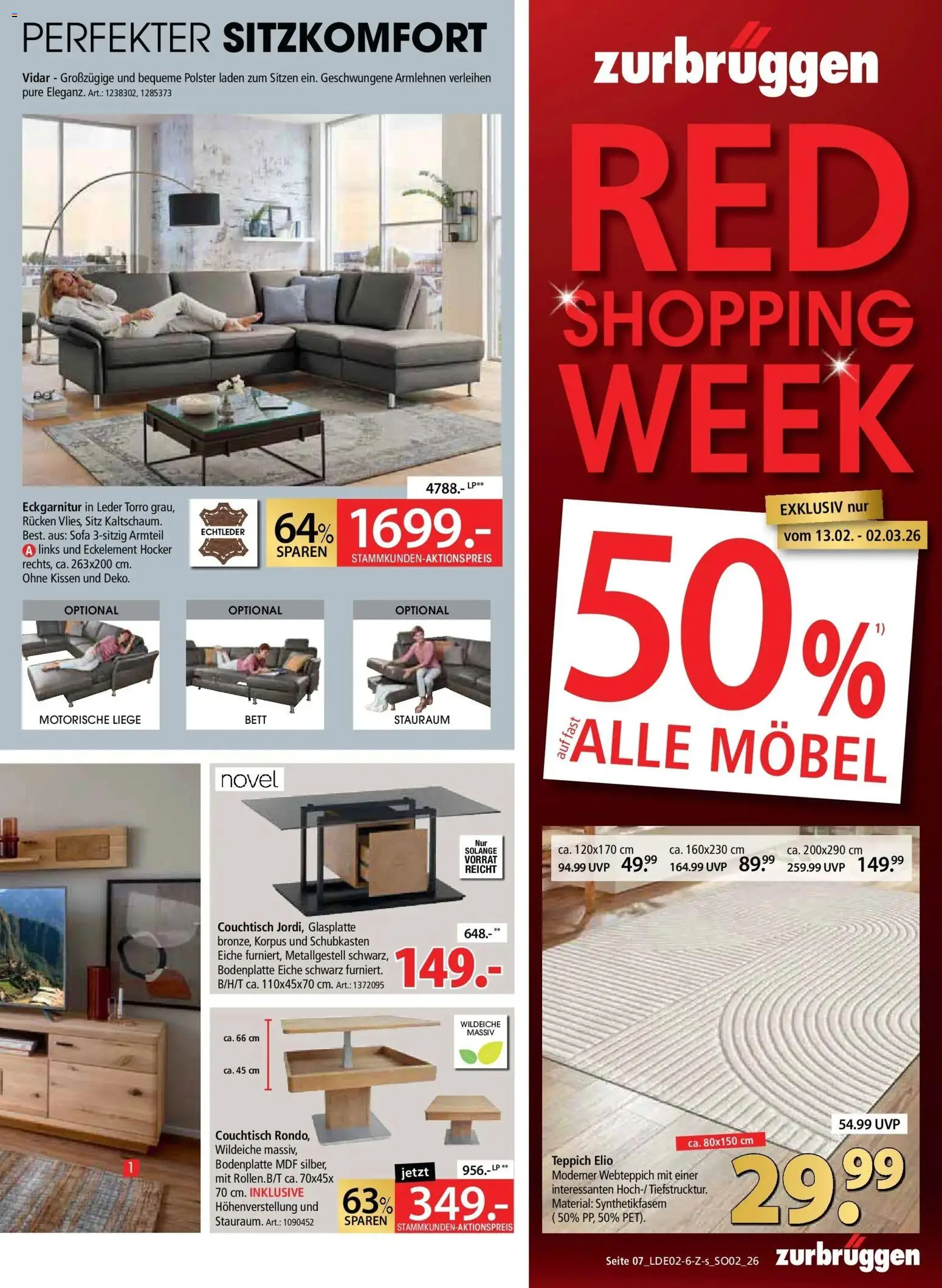 Zurbrüggen - Zurbrüggen: Red Shopping Week – gültig ab 13.02.2026 | Seite: 7 | Produkte: Hocker, Bett, Kissen, Liege