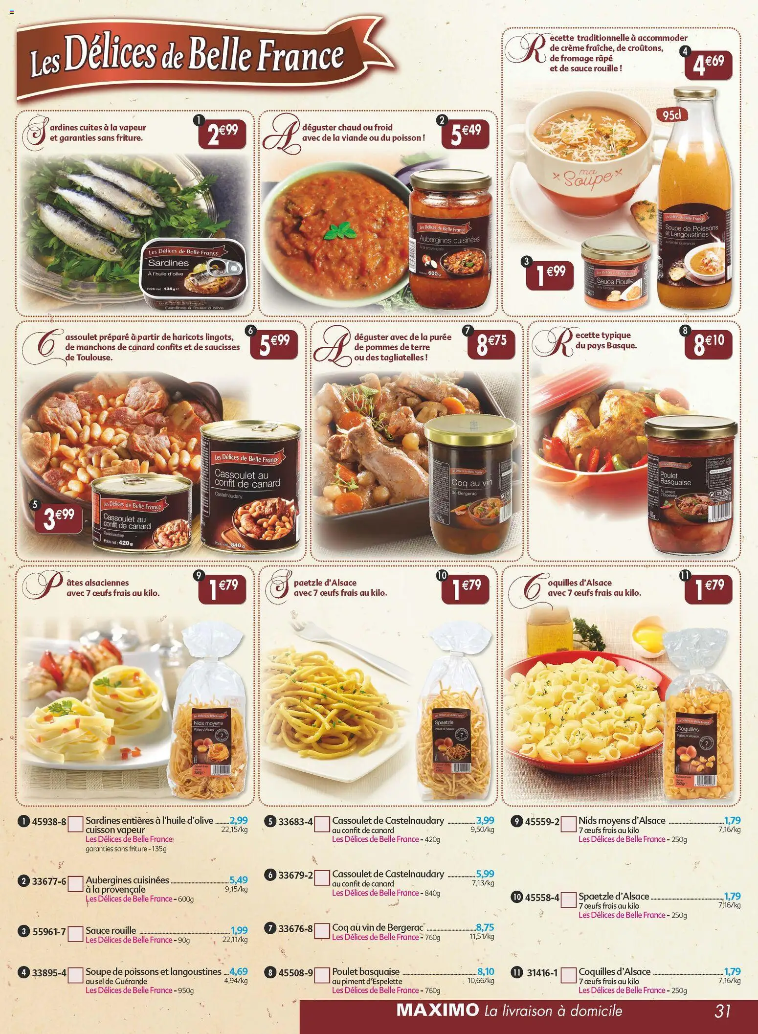 {H1} | Page: 31 | Produits: Fromage râpé, Piment, Fromage, Œufs