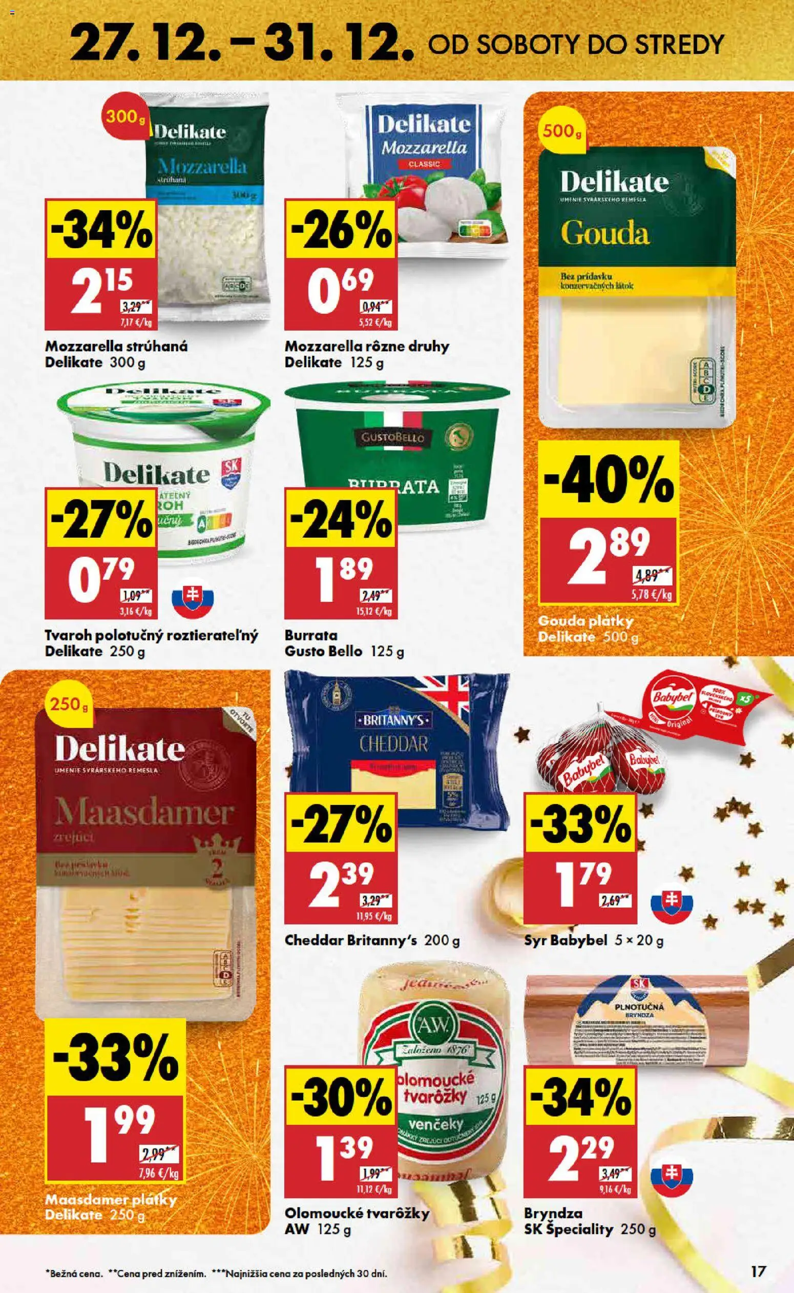 Nové Biedronka akcie – leták je platný od 27.12.2025 | Strana: 17 | Produkty: Syr, Mozzarella, Bryndza, Tvaroh