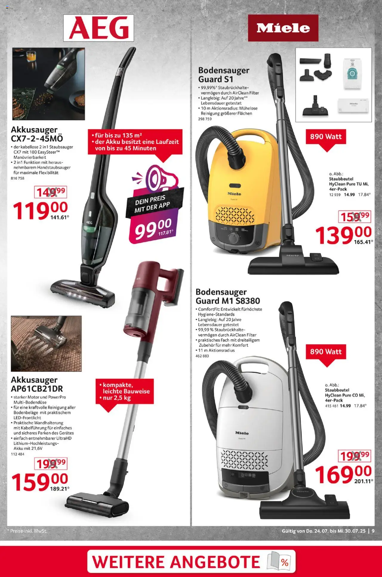 Selgros  Non Food - gültig ab dem 24.07.2025 | Seite: 9 | Produkte: Miele, Staubsauger