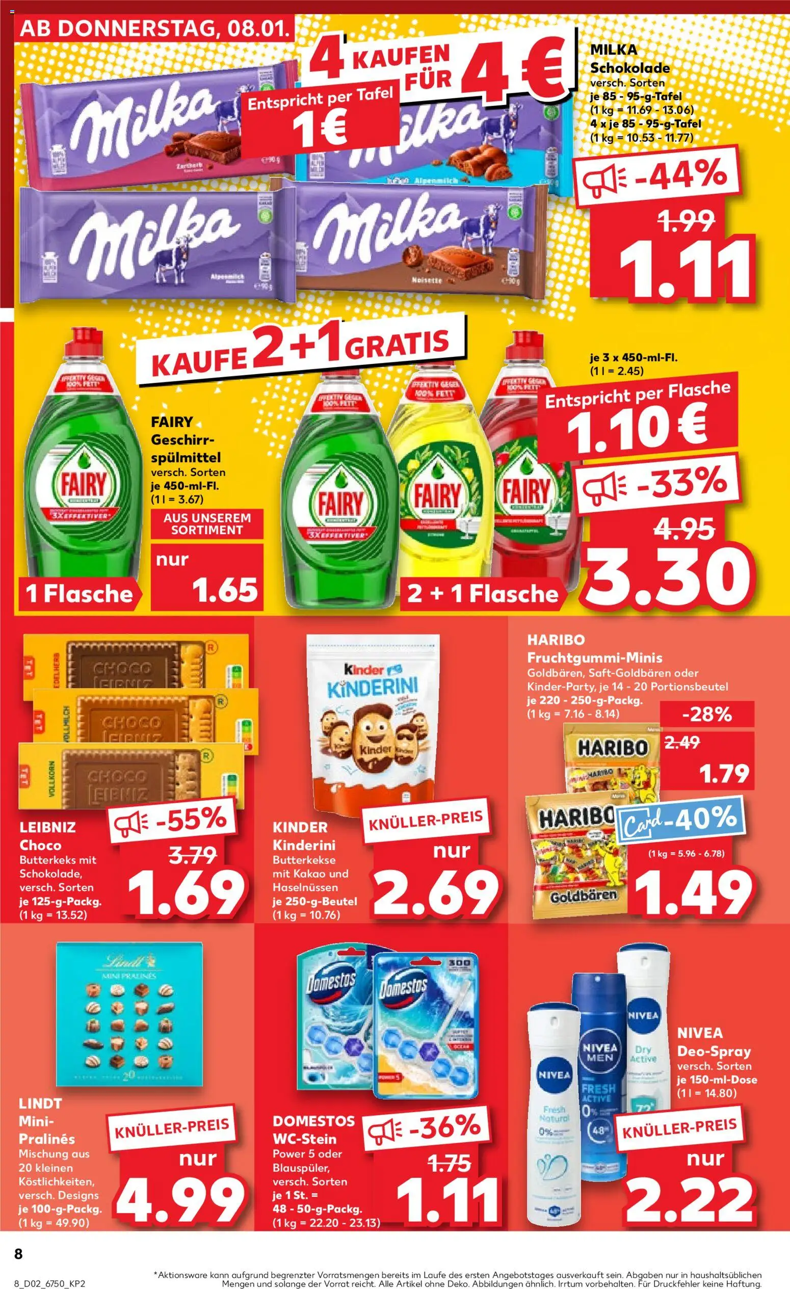 Kaufland prospekt Potsdam	 – gültig ab 08.01.2026 | Seite: 8 | Produkte: Haribo, Schokolade, Butterkekse, Deospray