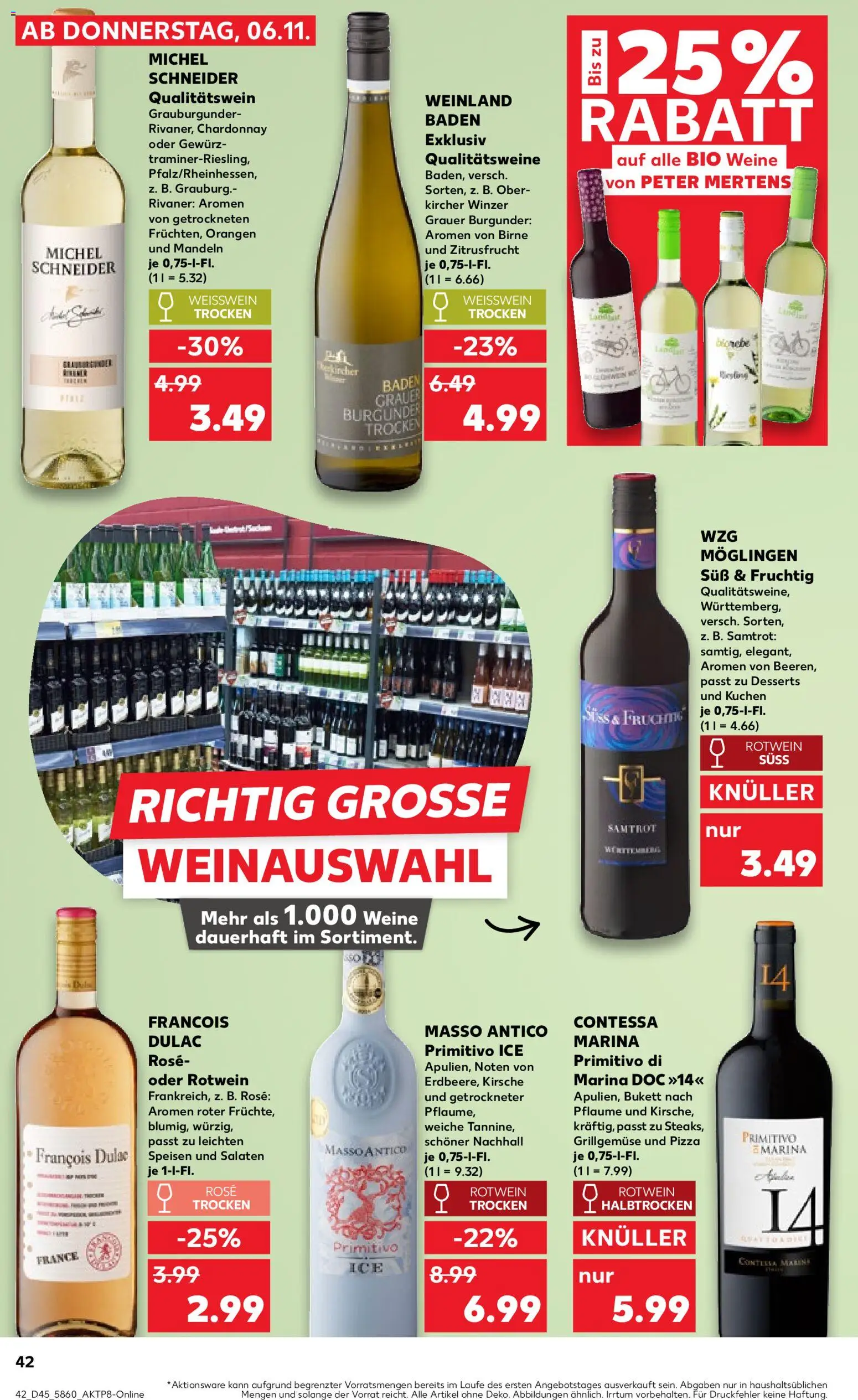 Kaufland prospekt Stuttgart	 – gültig ab 09.11.2025 | Seite: 42 | Produkte: Weißwein, Rotwein, Rotwein trocken, Birne