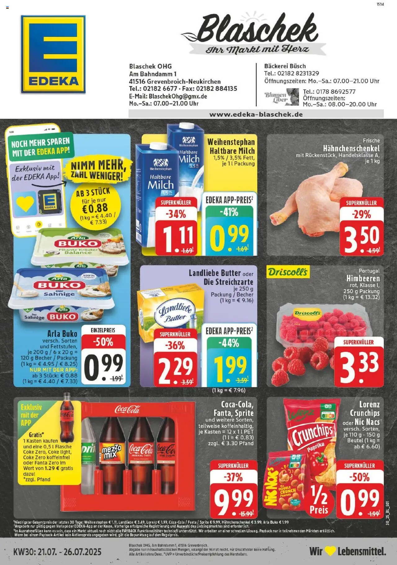 Edeka prospekt Grevenbroich	 - gültig ab dem 20.07.2025 | Seite: 1 | Produkte: Cola, Paprika, Chips, Uhr