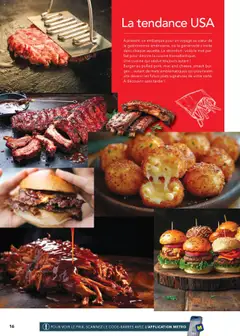 METRO - Prévisualisation de Burger au pulled pork, mac and cheese, smash burger..., A selection of American-style dishes including burger au pulled pork, mac and cheese, and smash burger. valide à partir de 19.06.2025 | Page: 16