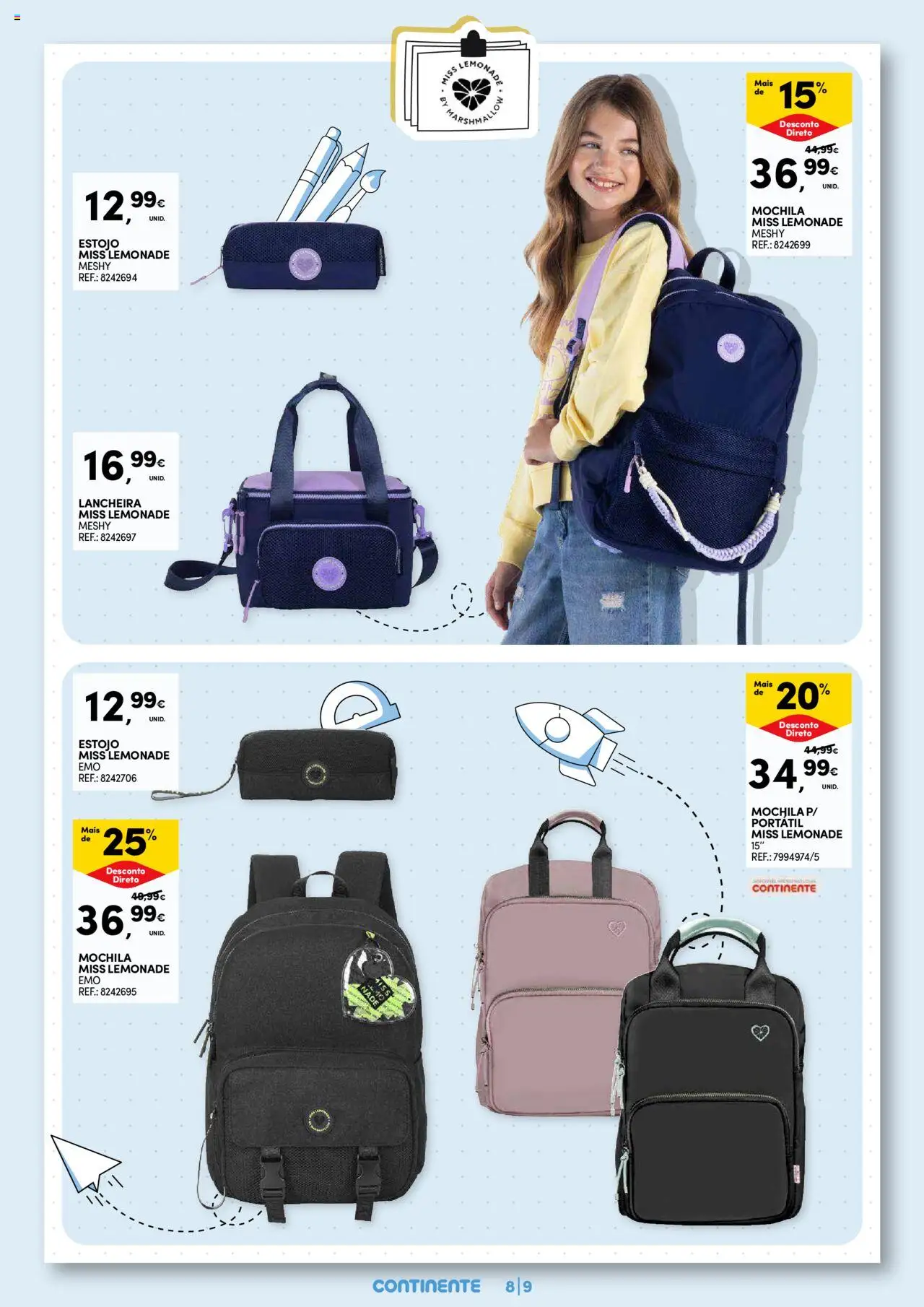 Continente - Regresso às Aulas: Regressamos com tudo │ válido de 12.08.2025 | Página: 9 | Produtos: Mochila, Laptop