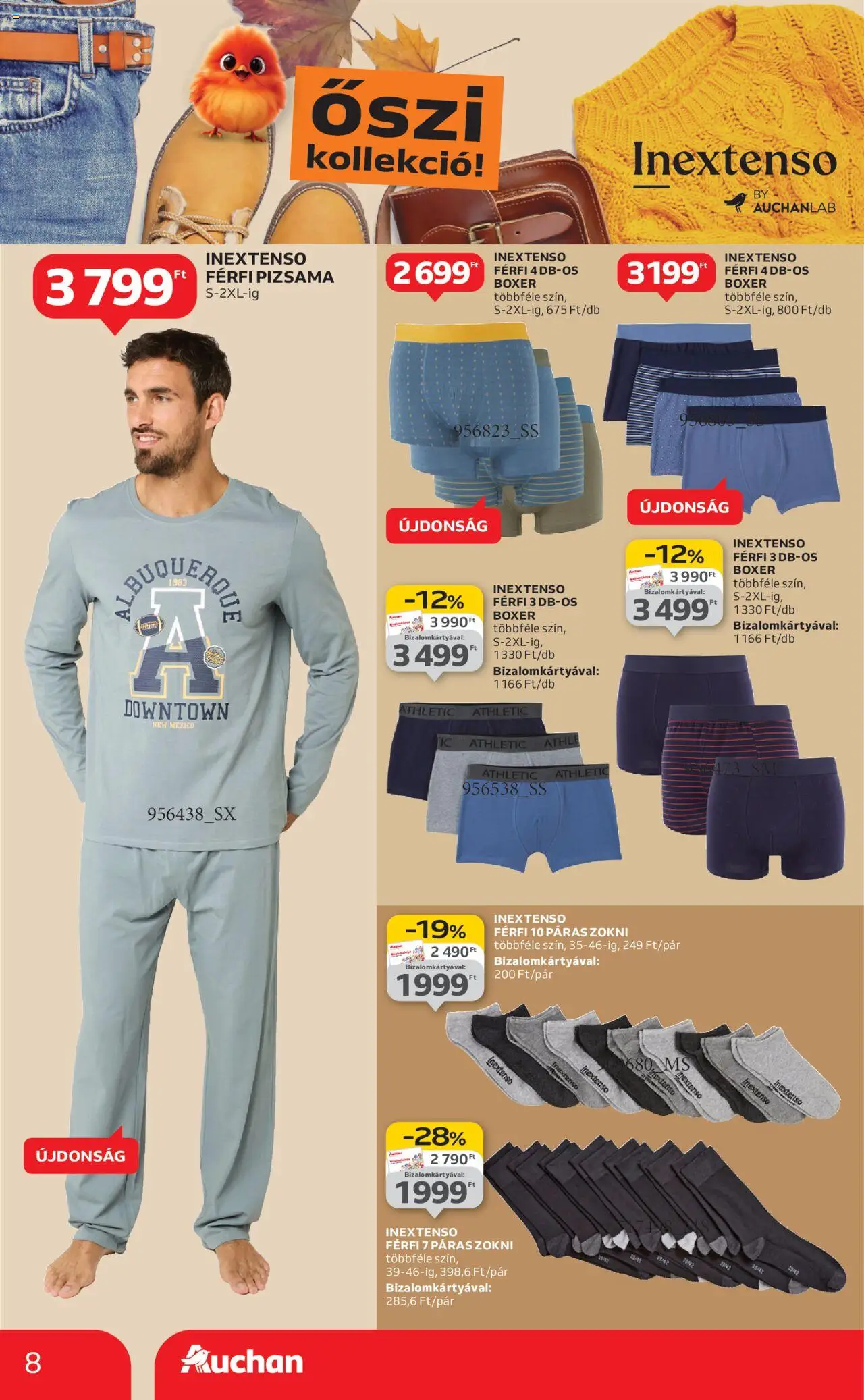 Auchan akciós ujság - amely érvényes a következő dátumtól: 28.08.2025 | Oldal: 8 | Termékek: Zokni, Pizsama