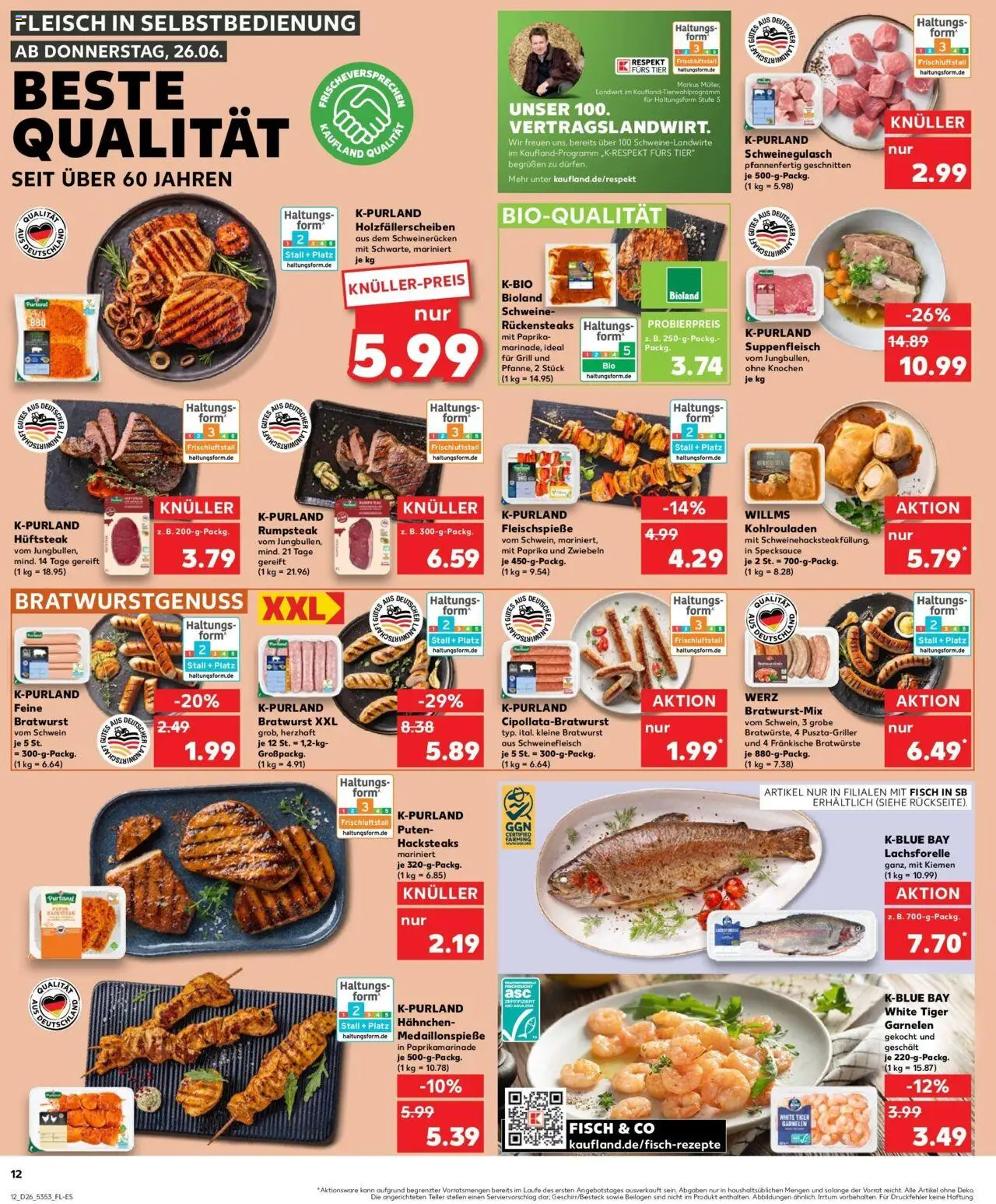 Kaufland prospekt Delmenhorst	 - gültig ab dem 25.06.2025 | Seite: 12 | Produkte: Rumpsteak, Schweinefleisch, Steak, Fleisch