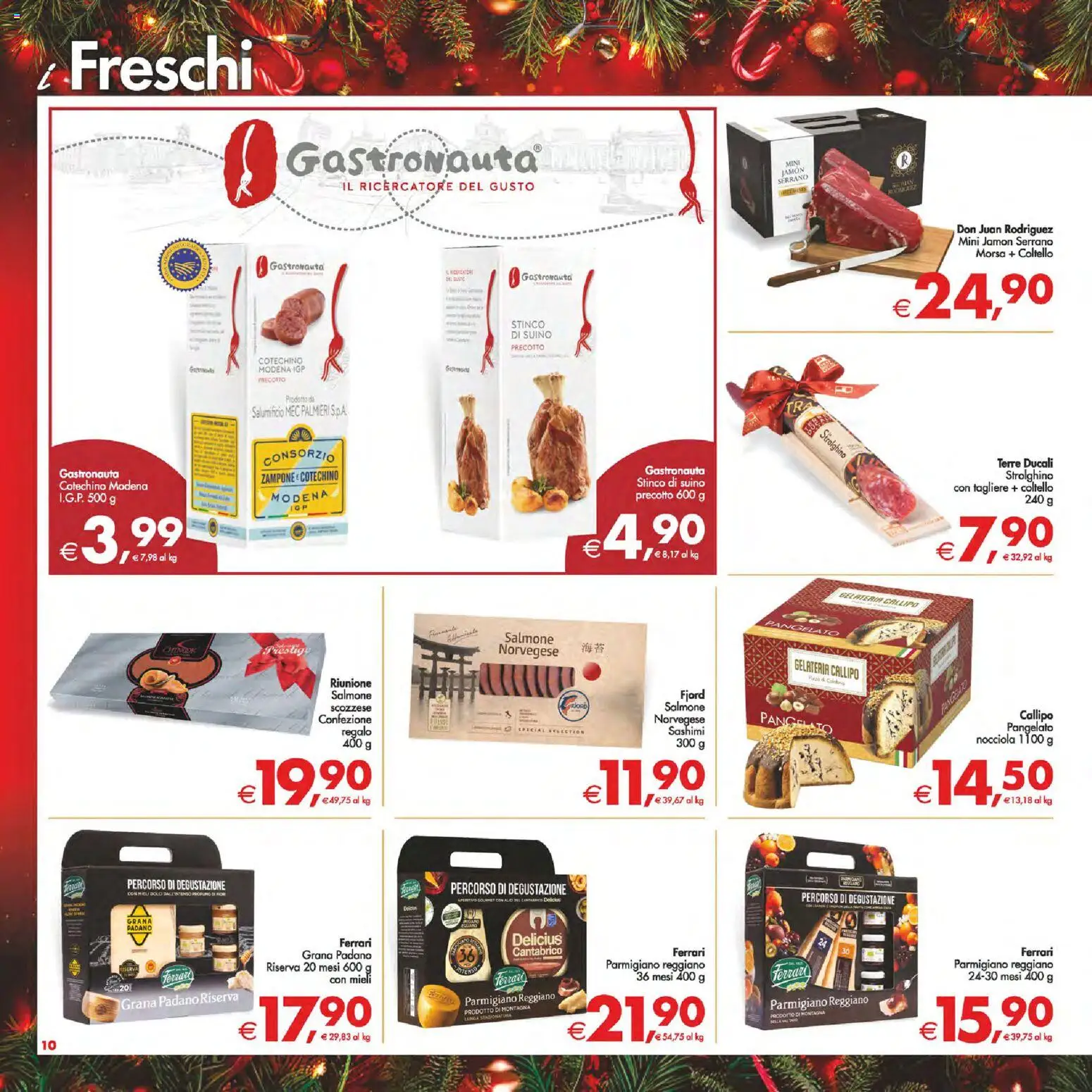 Volantino Decò del 16.12.2025 | Pagina: 10 | Prodotti: Salmone, Grana Padano, Cotechino, Aperitivo